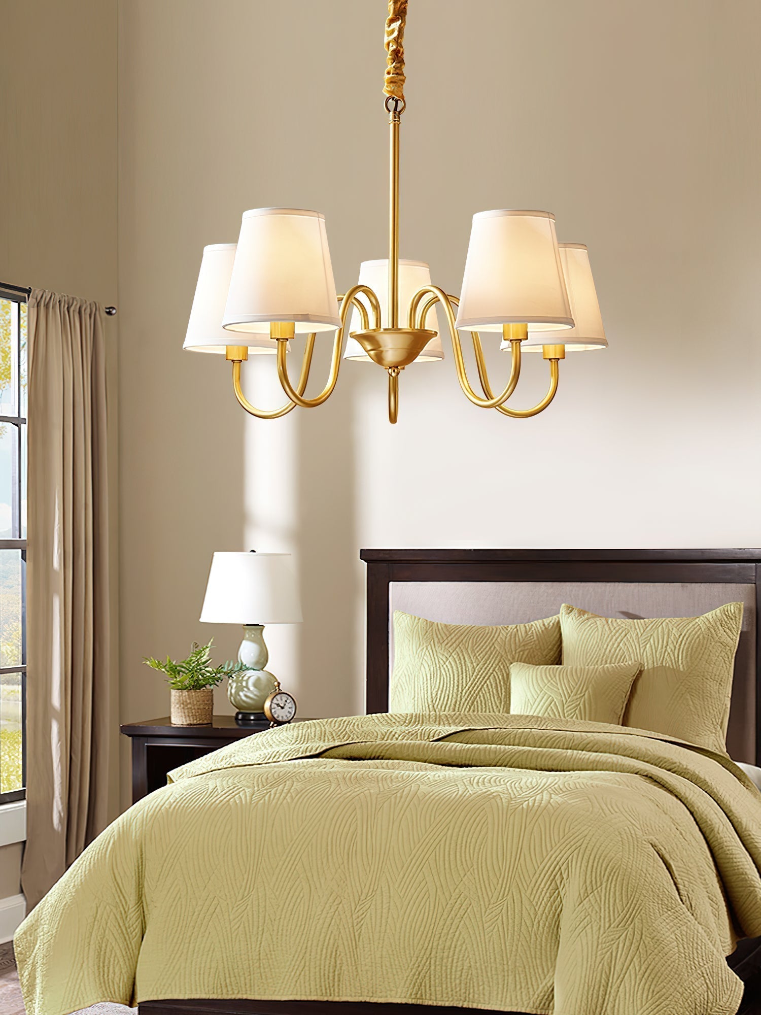 Aged Traditional Stacey Fabric Chandelier - Letslighting