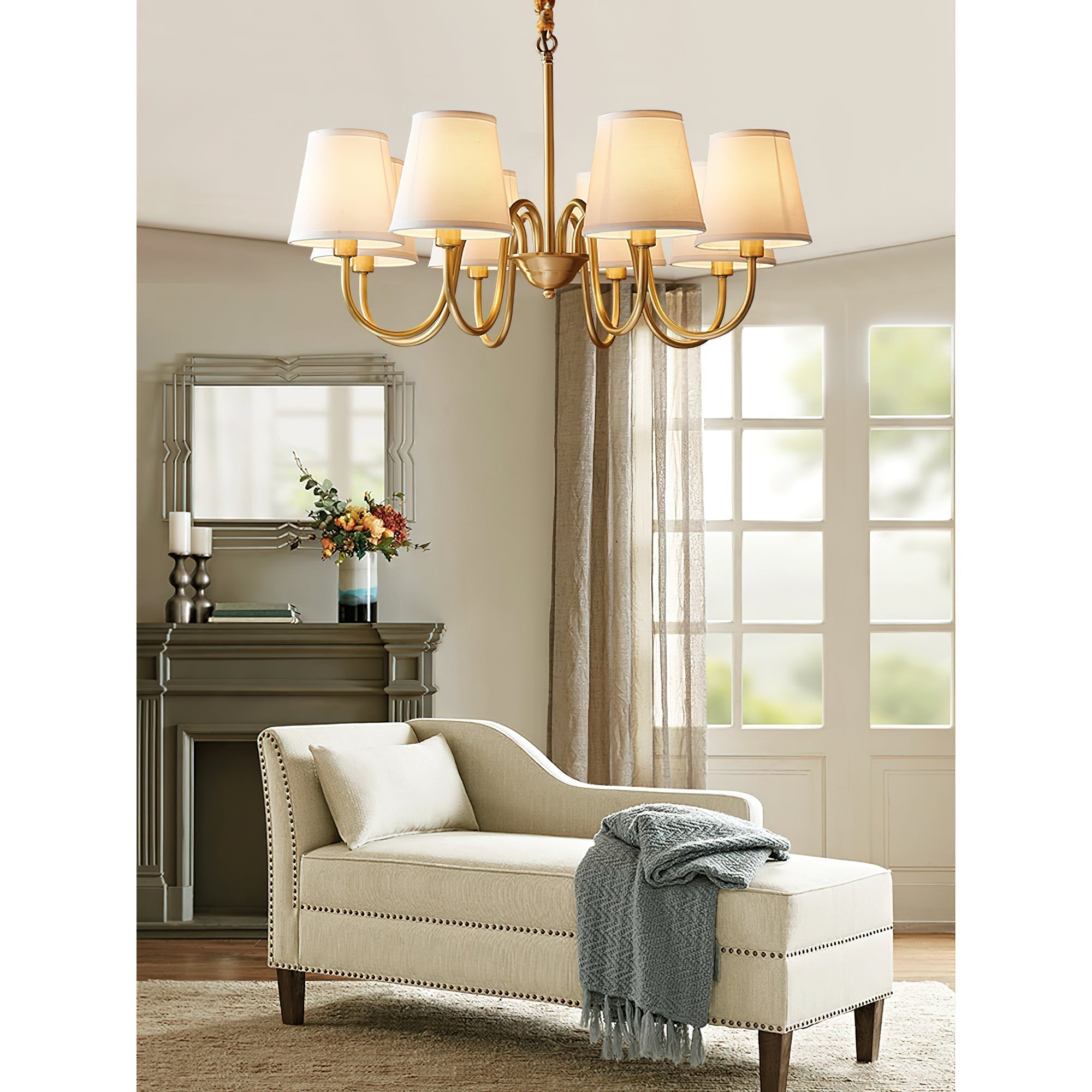 Aged Traditional Stacey Fabric Chandelier - Letslighting