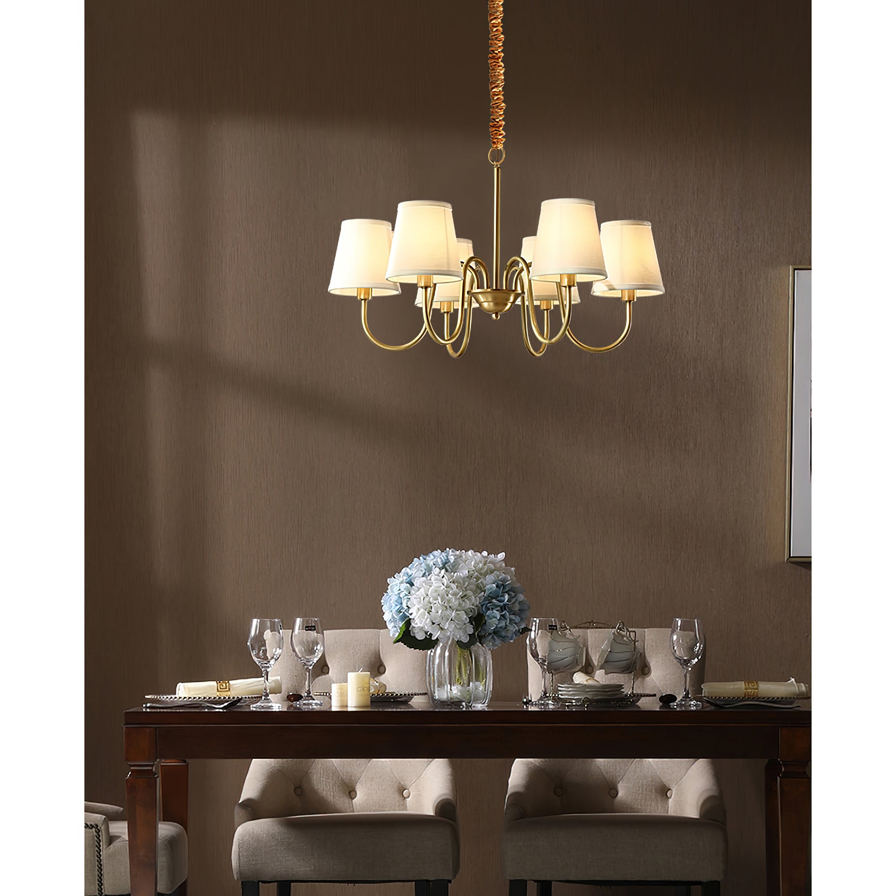 Aged Traditional Stacey Fabric Chandelier - Letslighting