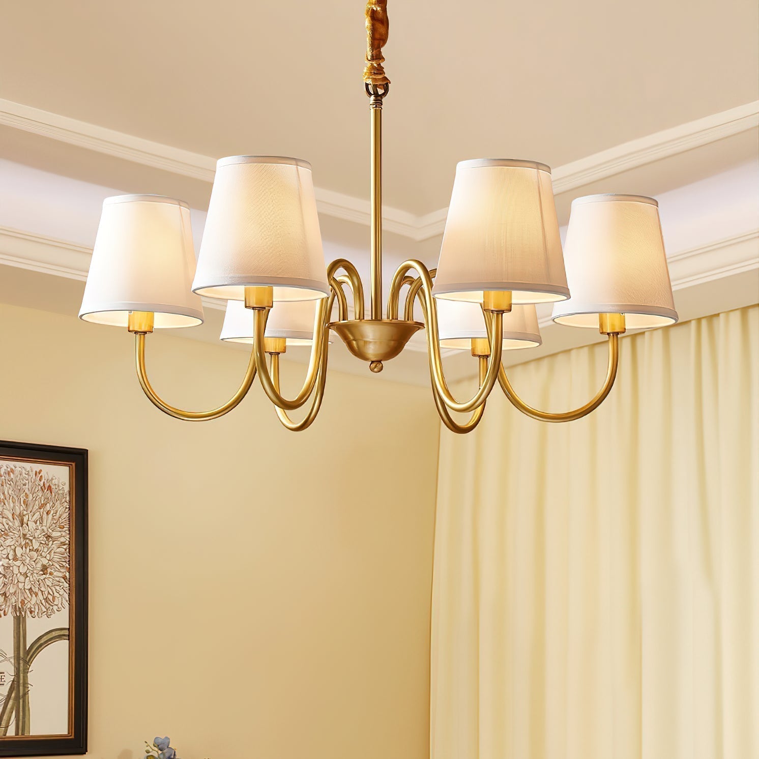 Aged Traditional Stacey Fabric Chandelier - Letslighting