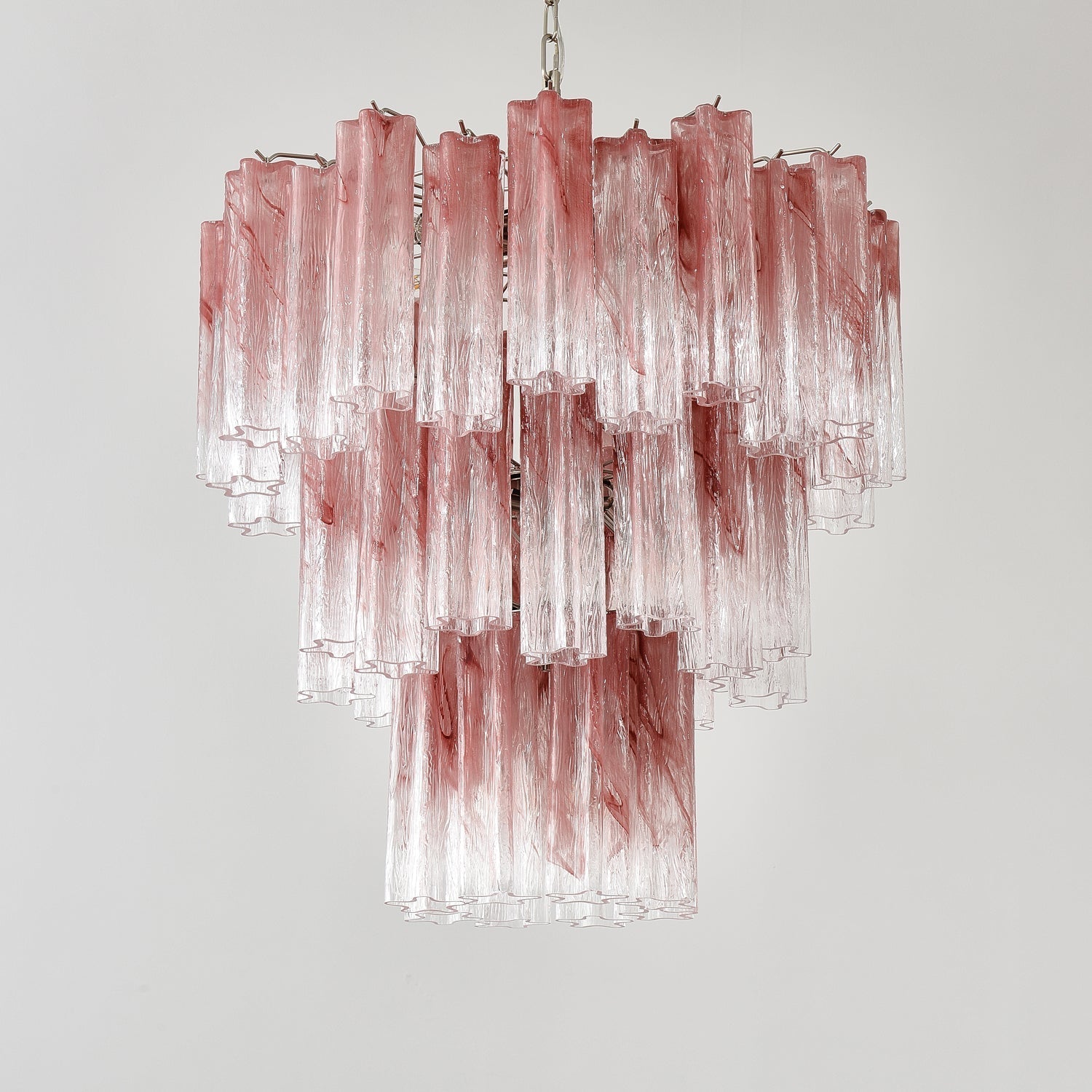Aurora Chandelier Pink Glass Tubes Layered Modern - Neutralighting