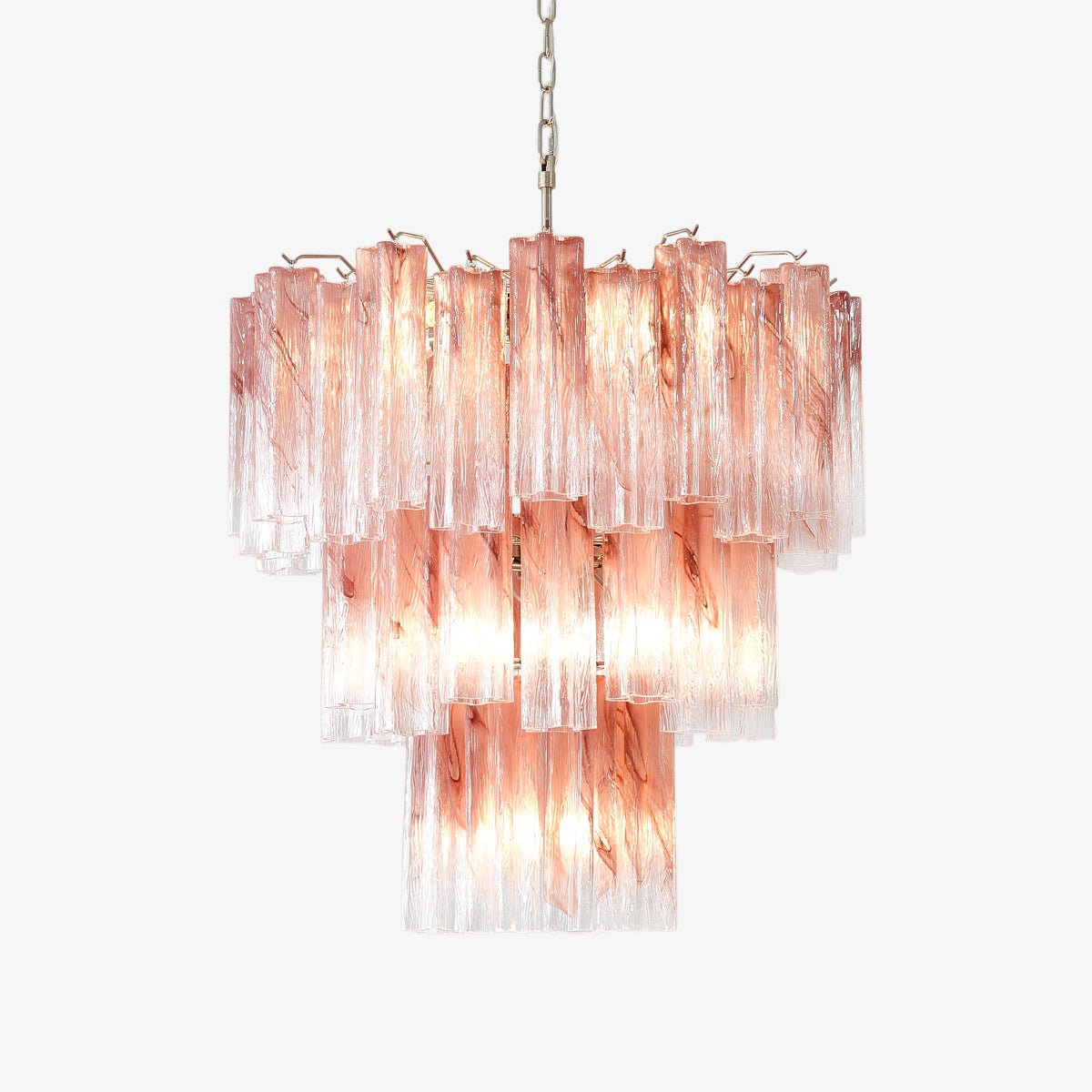 Aurora Chandelier Pink Glass Tubes Layered Modern - Neutralighting