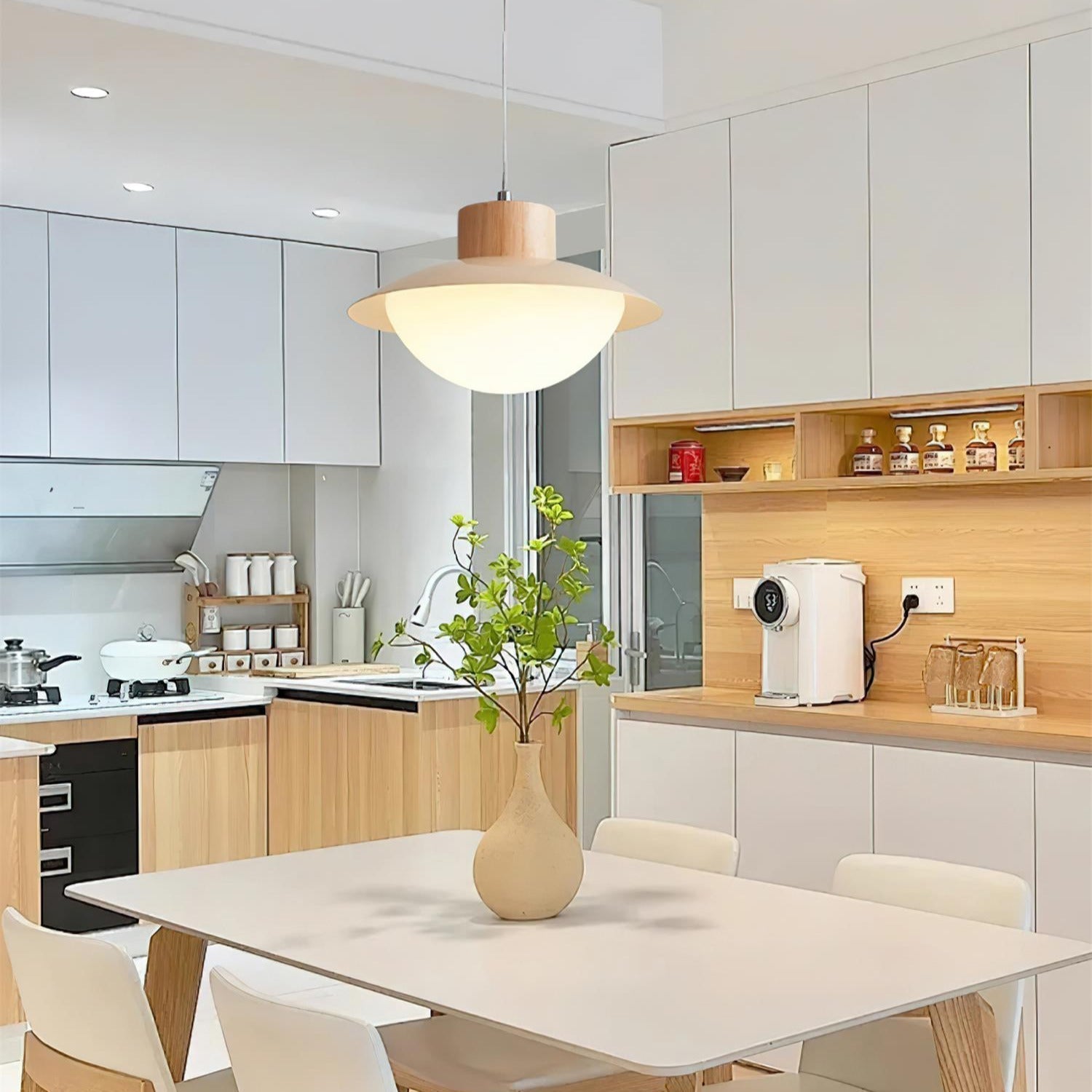 Milk Pendelleuchte Holz Esstisch
