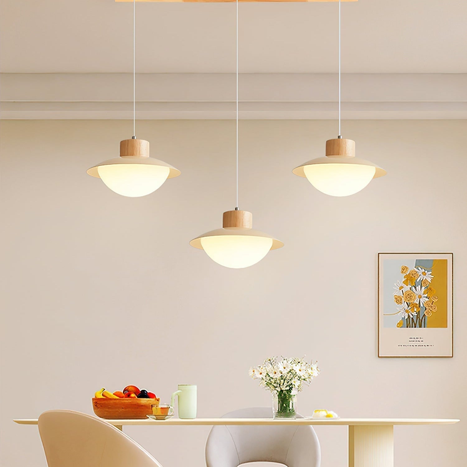 Milk Pendelleuchte Holz Esstisch