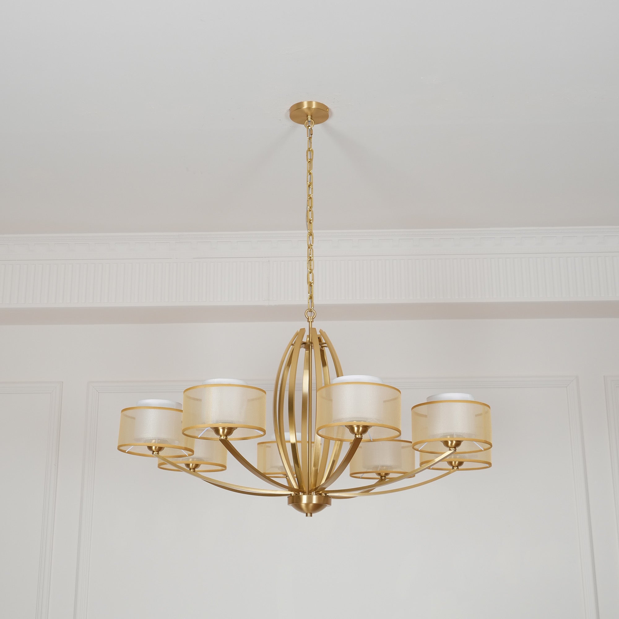 Lyvelus Postmoderner Luxus Messing Stoff Kronleuchter-Letslighting