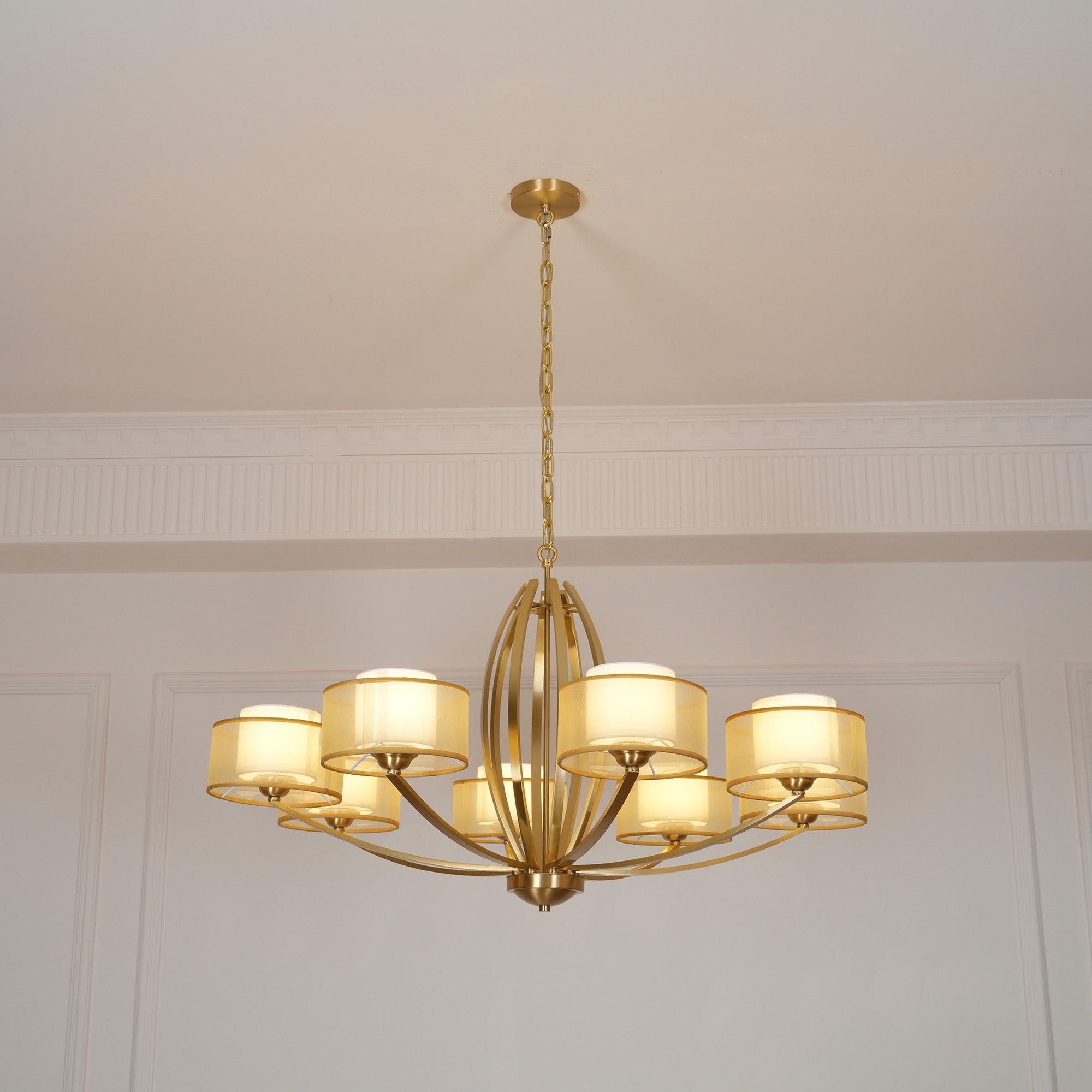 Lyvelus Postmoderner Luxus Messing Stoff Kronleuchter-Letslighting