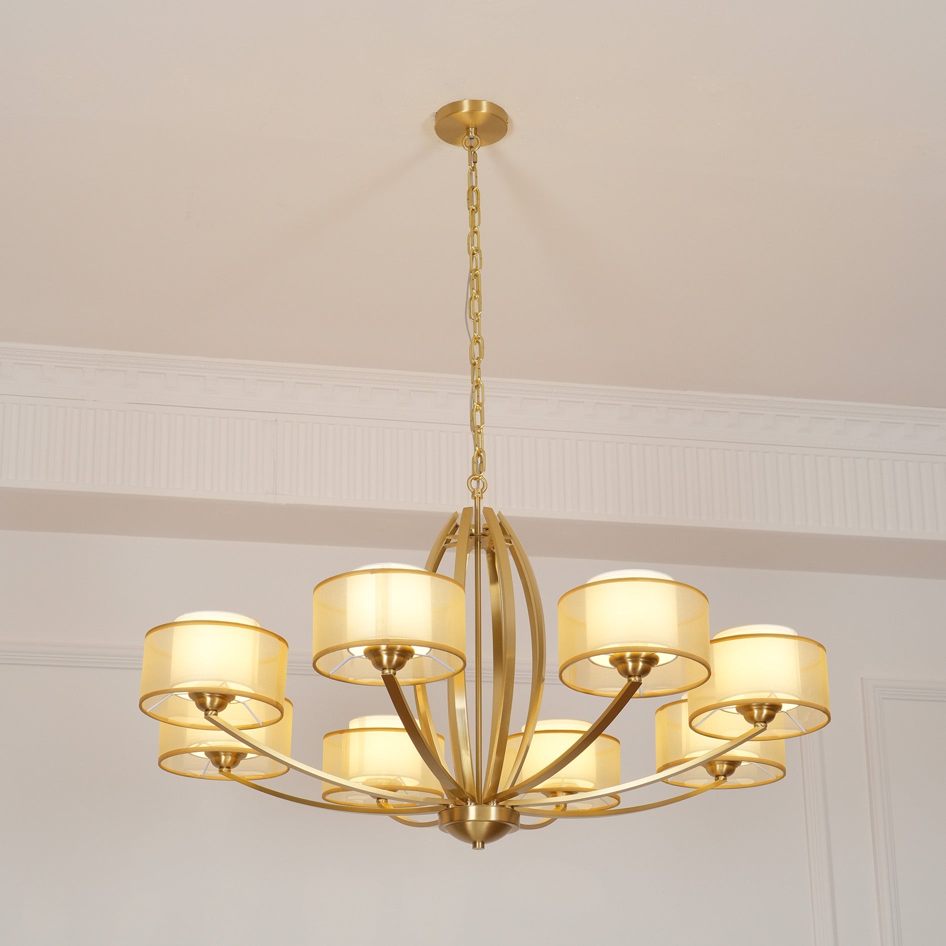 Lyvelus Postmoderner Luxus Messing Stoff Kronleuchter-Letslighting
