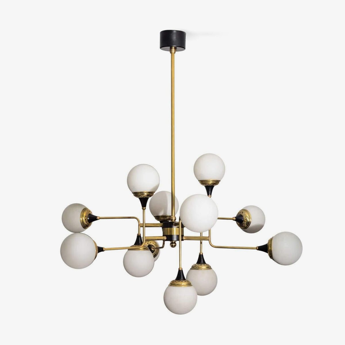 Lustra Kronleuchter Stilnovo Messing Schwarz Glas-Letslighting