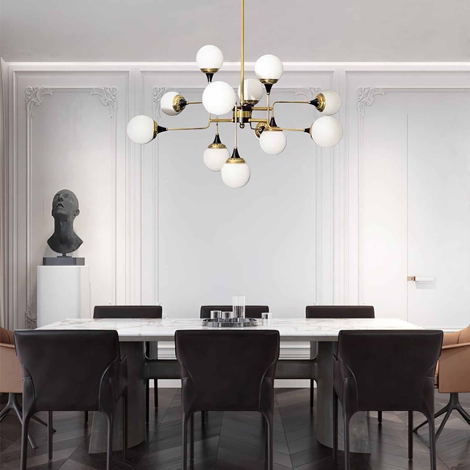 Lustra Kronleuchter Stilnovo Messing Schwarz Glas-Letslighting