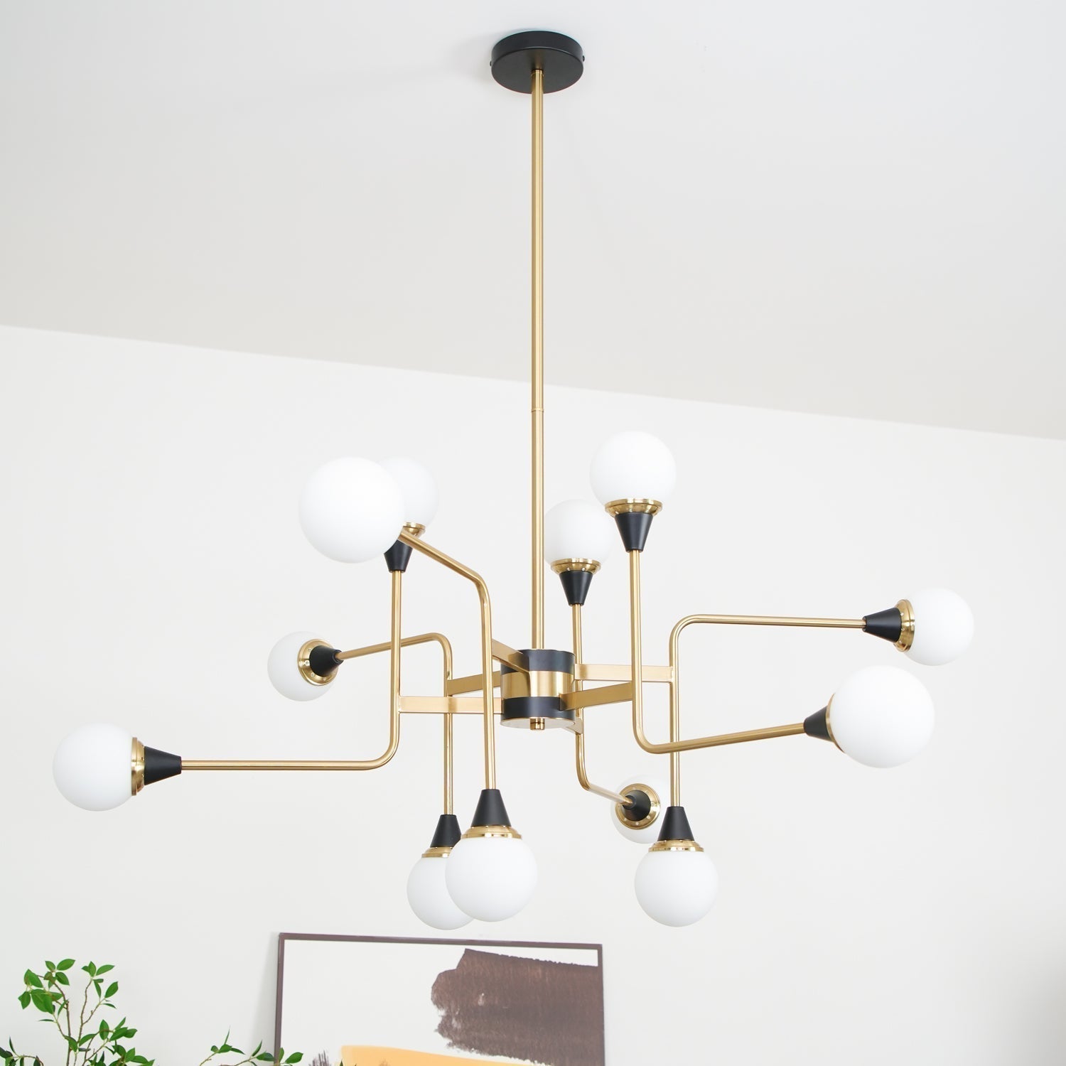 Lustra Kronleuchter Stilnovo Messing Schwarz Glas-Letslighting