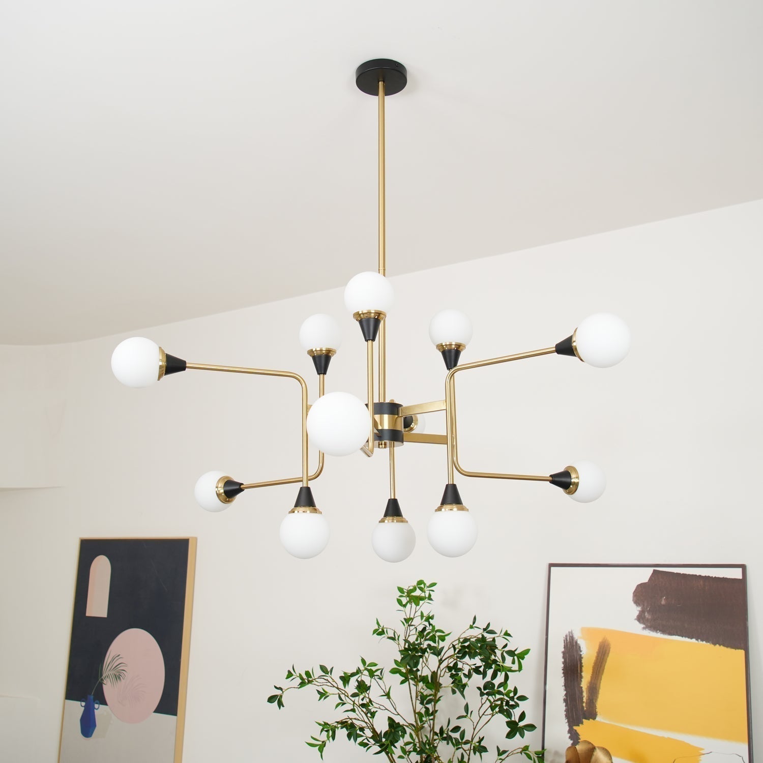 Lustra Kronleuchter Stilnovo Messing Schwarz Glas-Letslighting