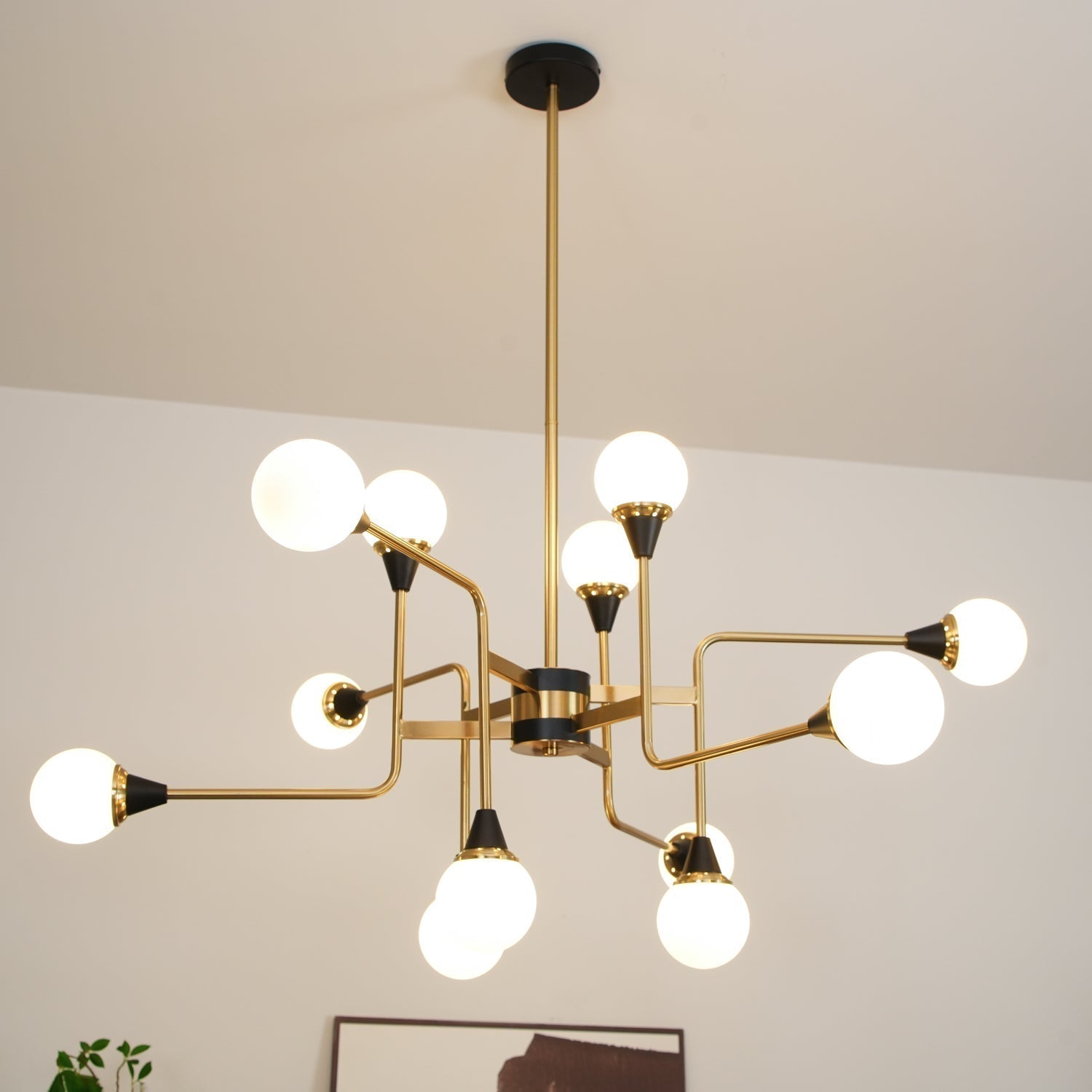 Lustra Kronleuchter Stilnovo Messing Schwarz Glas-Letslighting