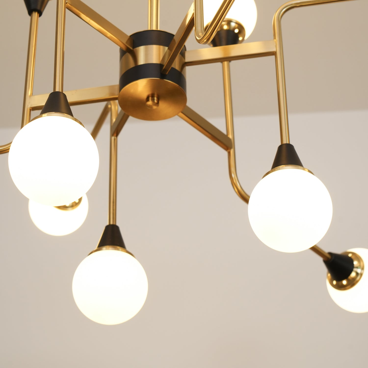 Lustra Kronleuchter Stilnovo Messing Schwarz Glas-Letslighting