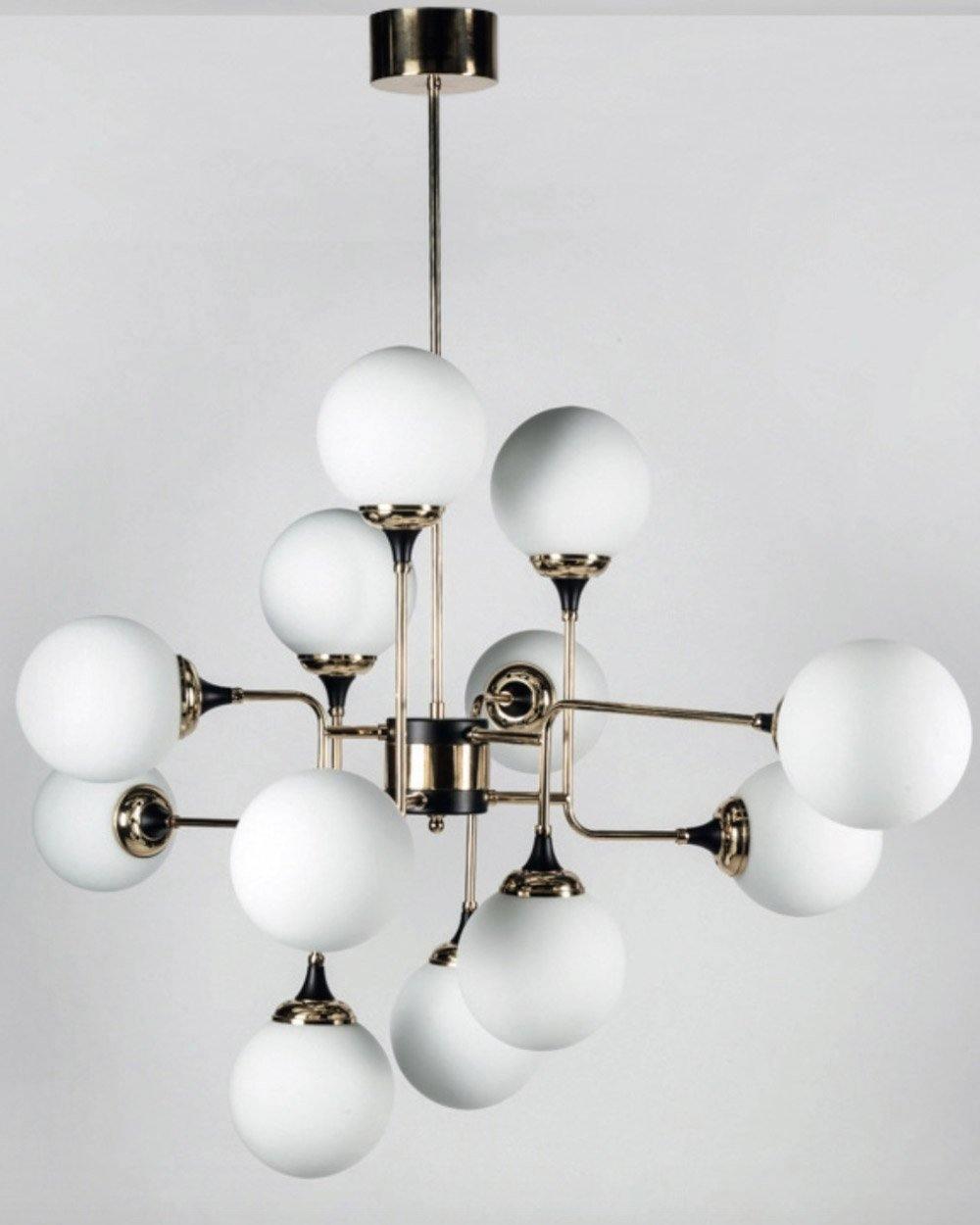 Lustra Kronleuchter Stilnovo Messing Schwarz Glas-Letslighting