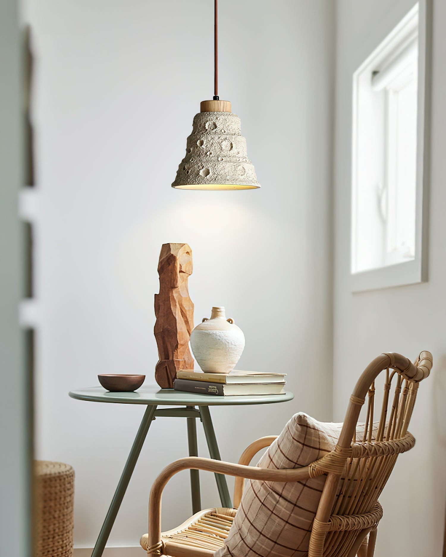 Ilphaeth Nordic Art Bell Stone Wood Pendelleuchte-Letslighting