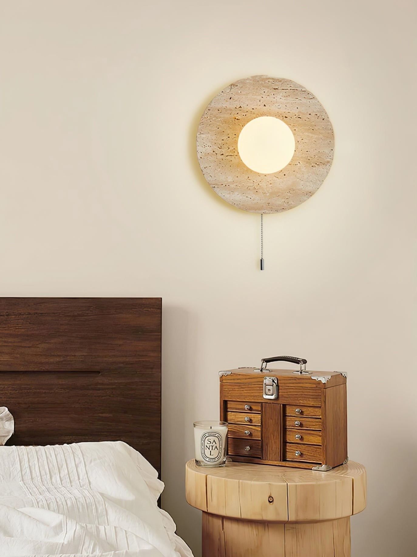 Vephair Schalen-Rahmen Travertin Wandleuchte-Letslighting