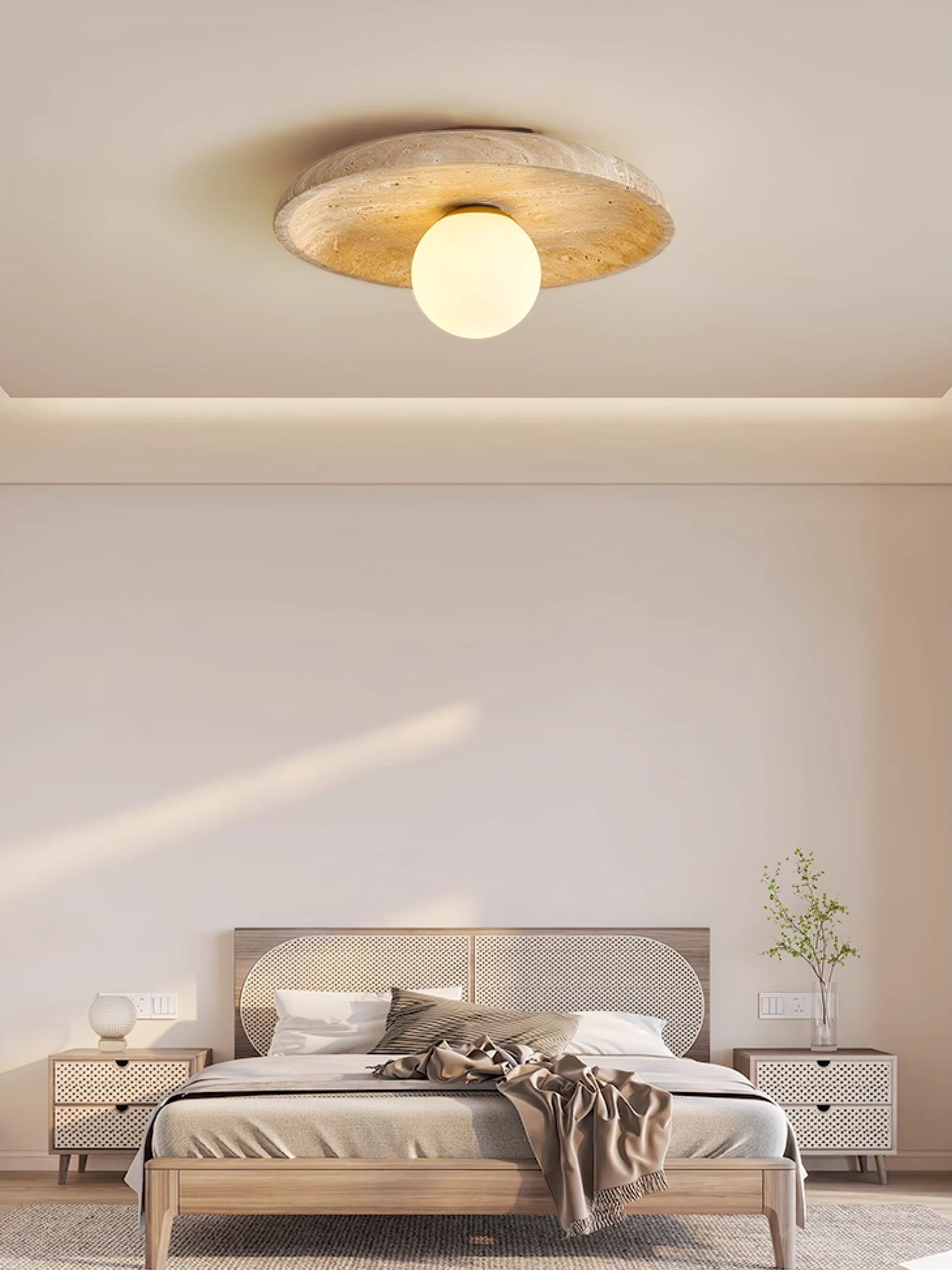 Vephair Schalen-Rahmen Travertin Wandleuchte-Letslighting