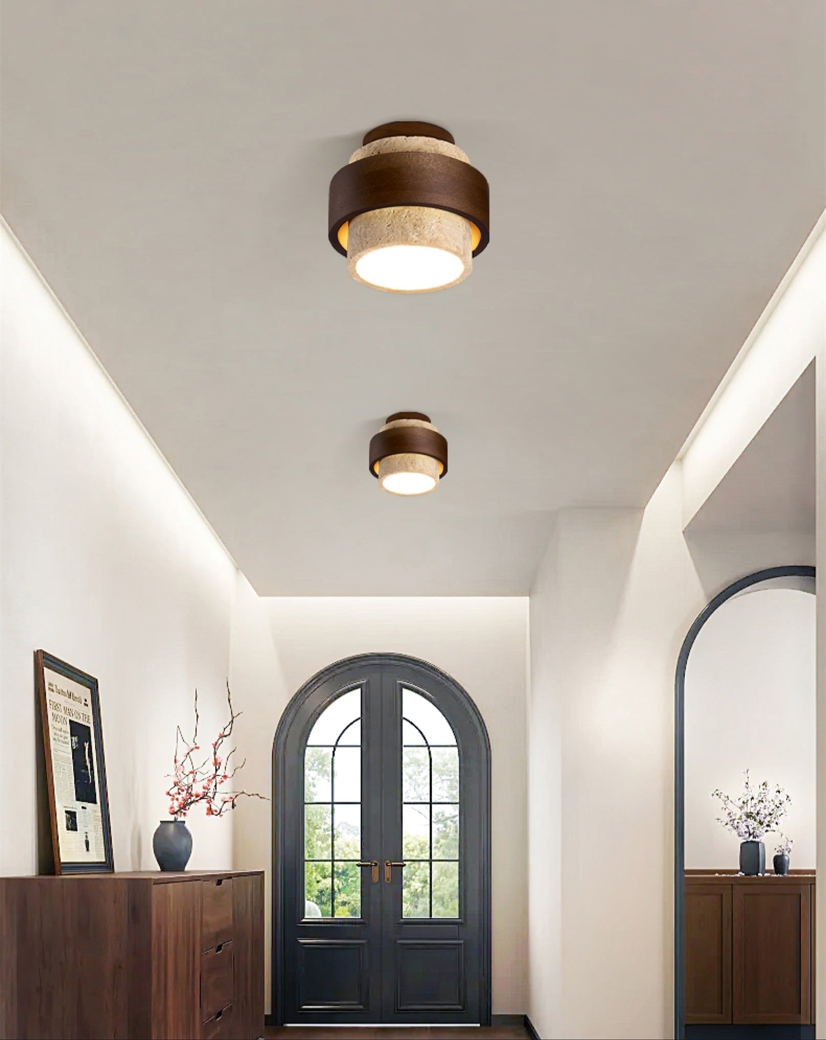 Eltalor Layered Ring Travertine Ceiling Light - Neutralighting