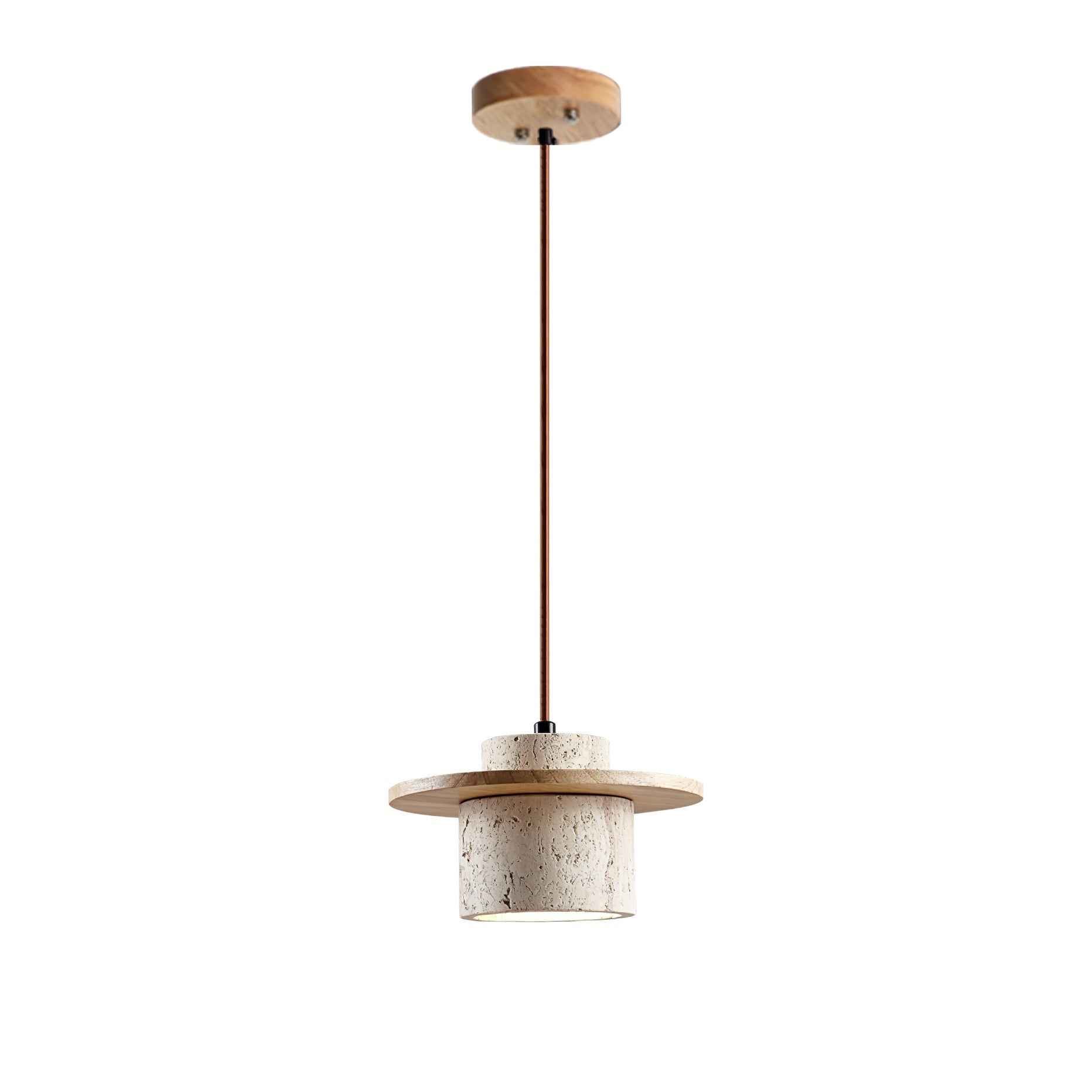 Elvaria Disc Cylinder Travertine Pendant Light - Neutralighting