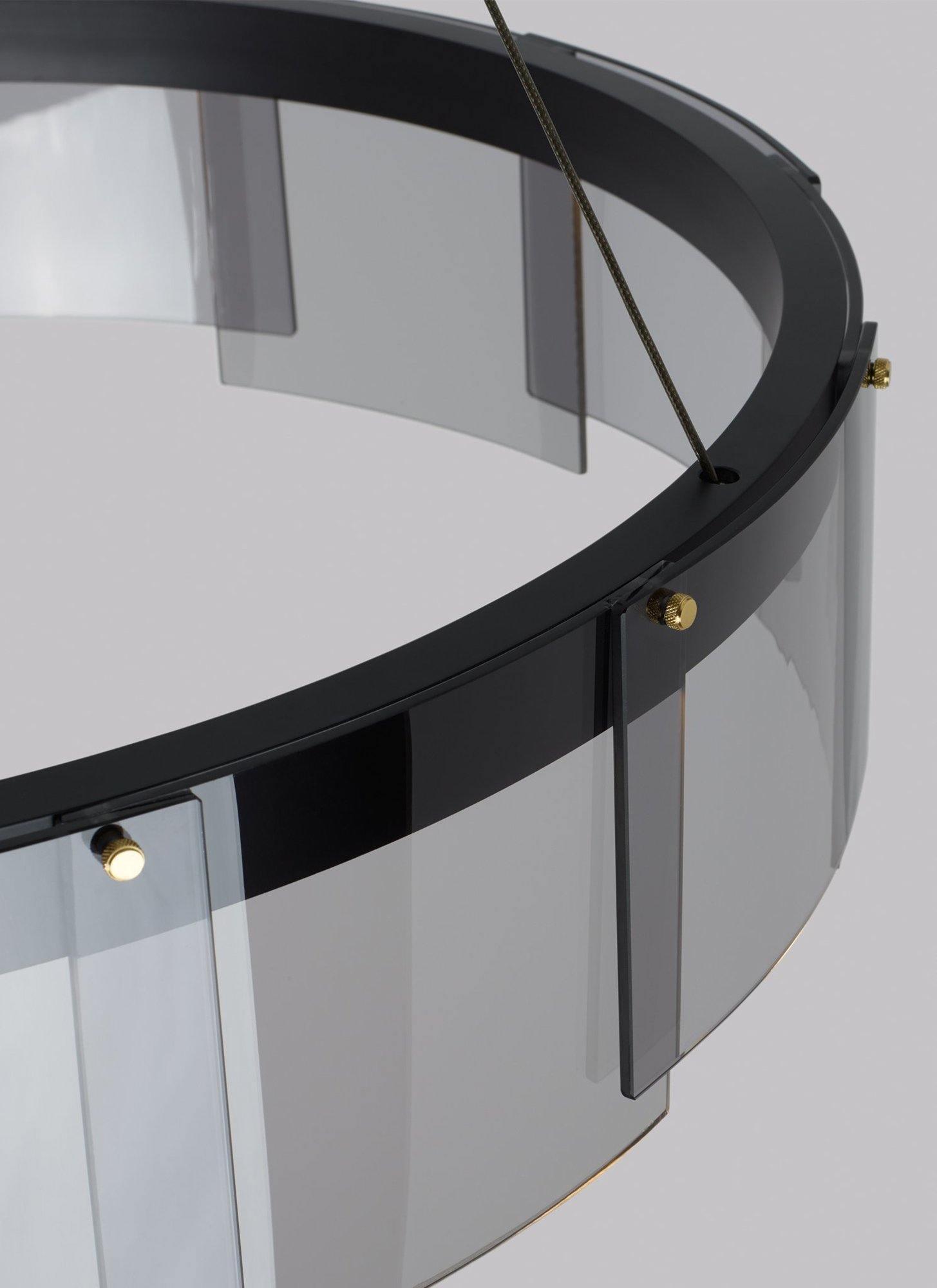 Lustra Kronleuchter LED Ring Schwarz Glas Modern-Letslighting