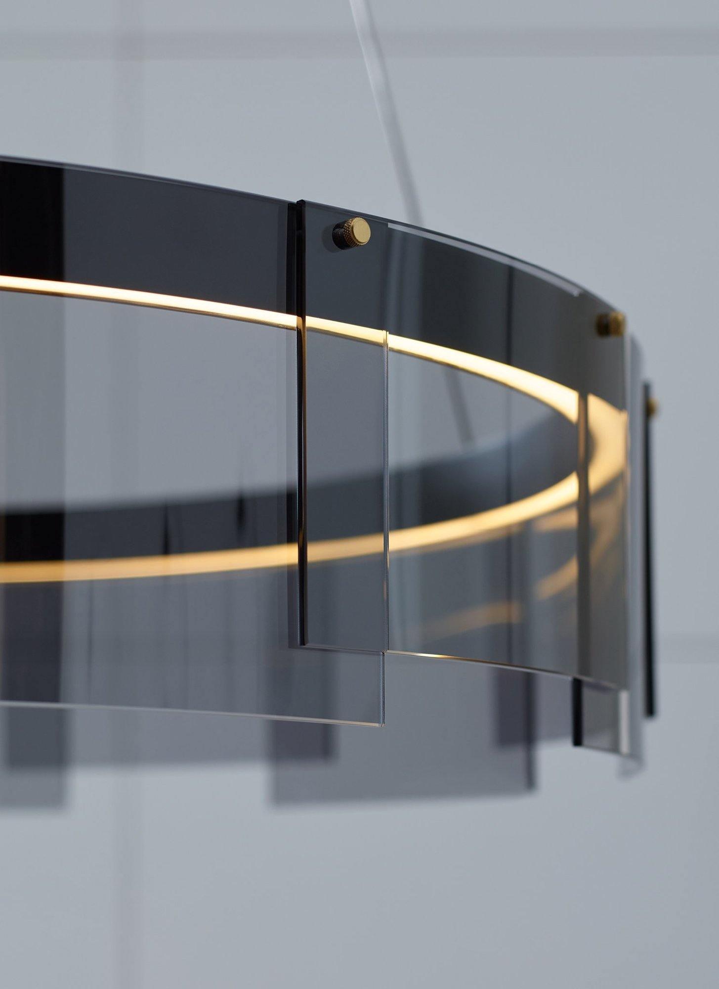 Lustra Kronleuchter LED Ring Schwarz Glas Modern-Letslighting