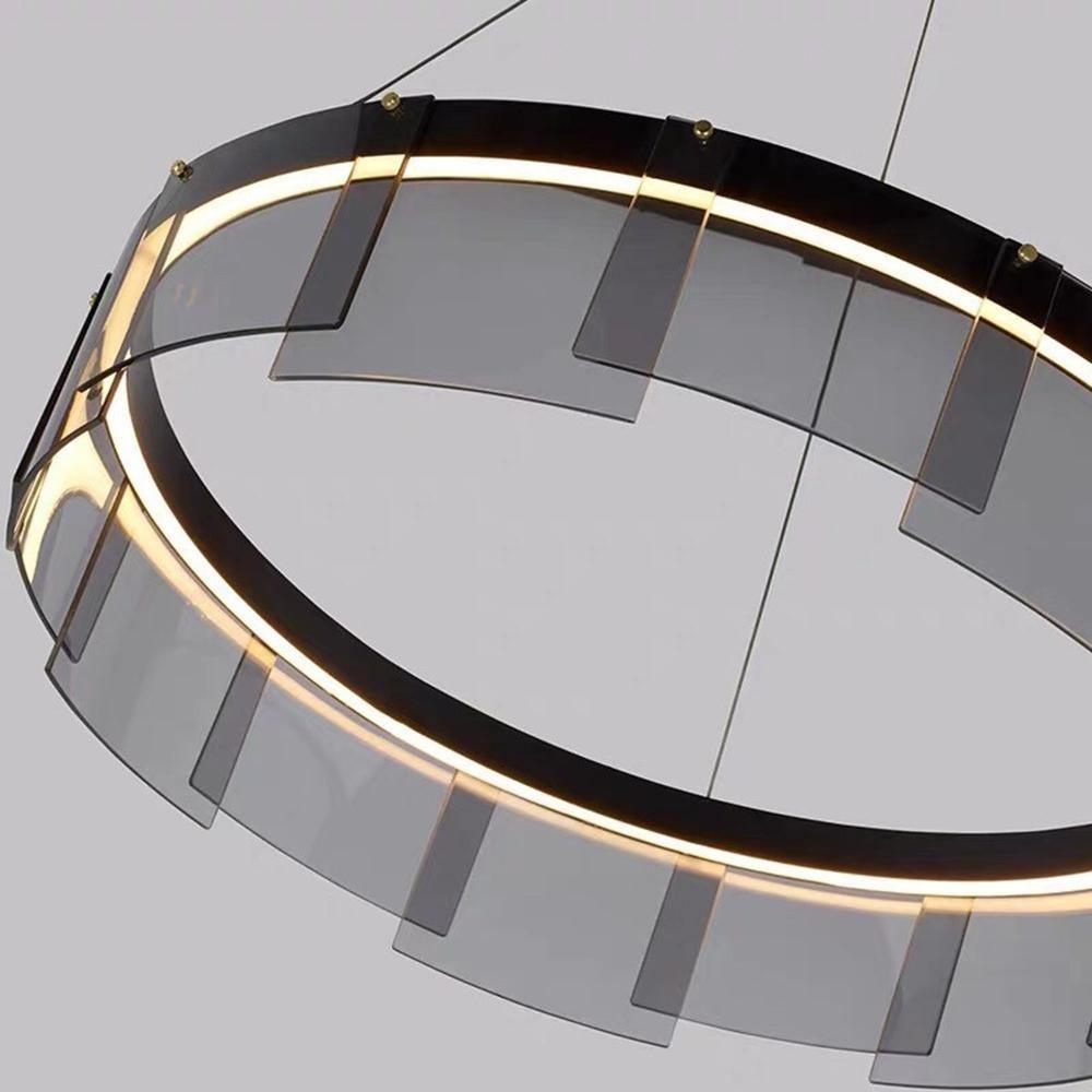 Lustra Kronleuchter LED Ring Schwarz Glas Modern-Letslighting