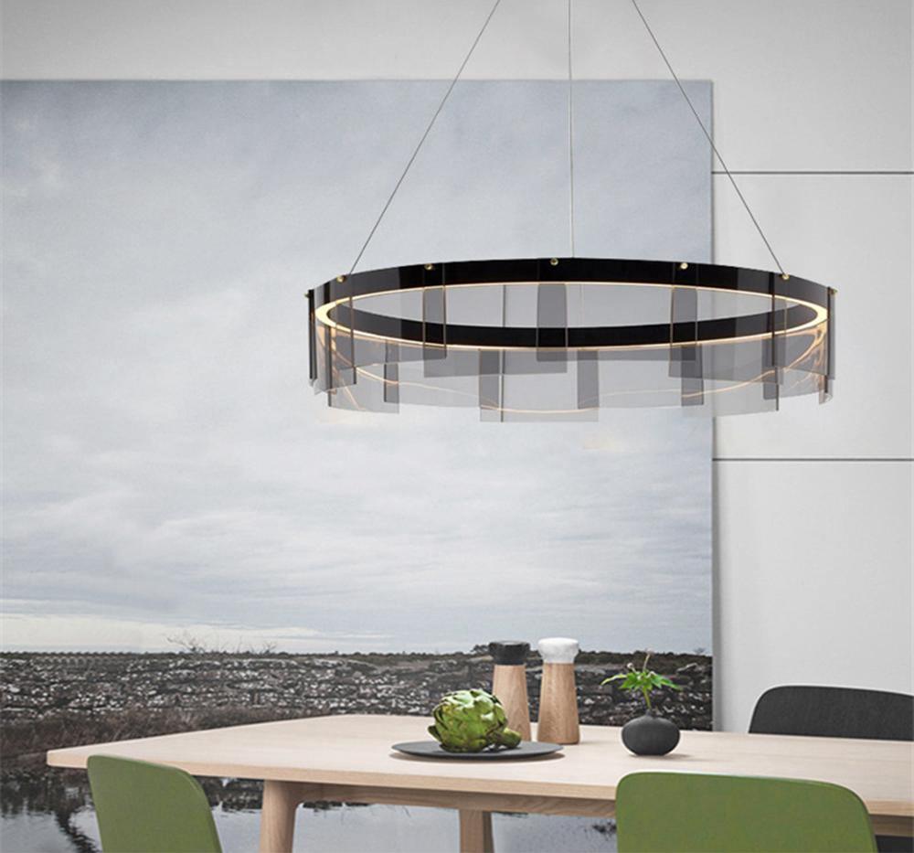 Lustra Kronleuchter LED Ring Schwarz Glas Modern-Letslighting