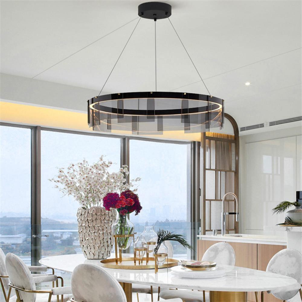 Lustra Kronleuchter LED Ring Schwarz Glas Modern-Letslighting