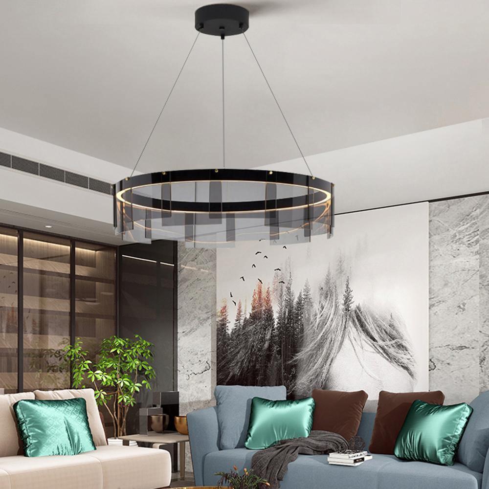 Lustra Kronleuchter LED Ring Schwarz Glas Modern-Letslighting