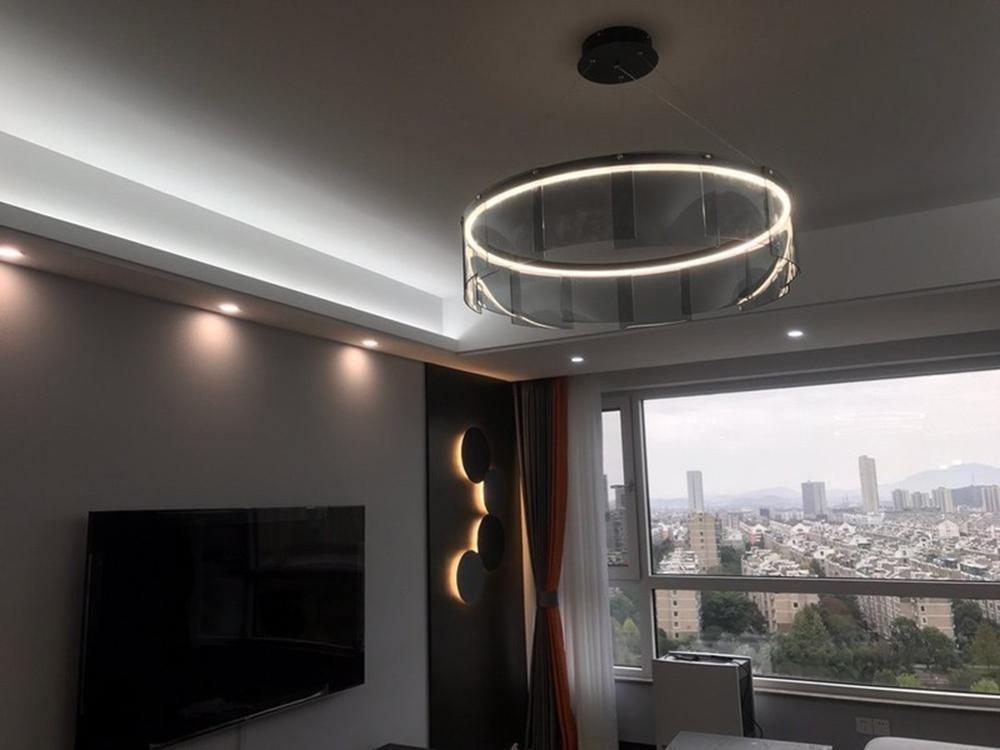 Lustra Kronleuchter LED Ring Schwarz Glas Modern-Letslighting