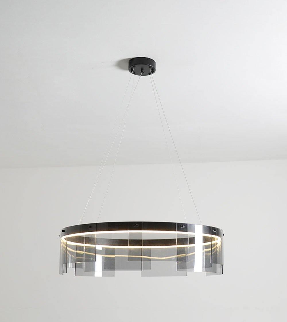 Lustra Kronleuchter LED Ring Schwarz Glas Modern-Letslighting