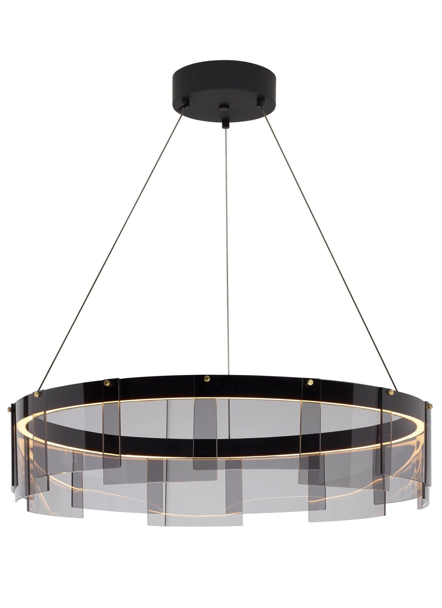Lustra Kronleuchter LED Ring Schwarz Glas Modern-Letslighting