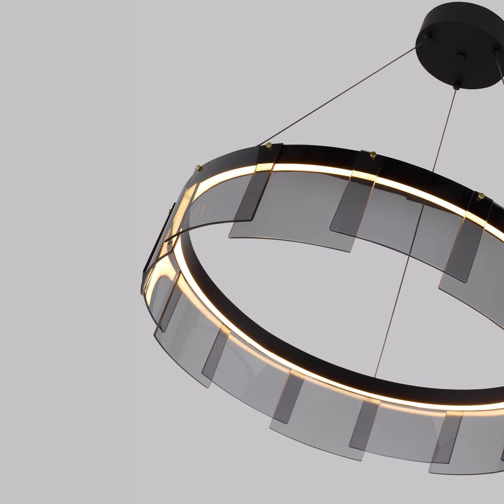Lustra Kronleuchter LED Ring Schwarz Glas Modern-Letslighting