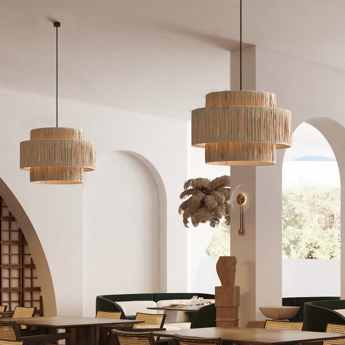 Thyra Stroh Traditionell Retro Pendelleuchte-Letslighting