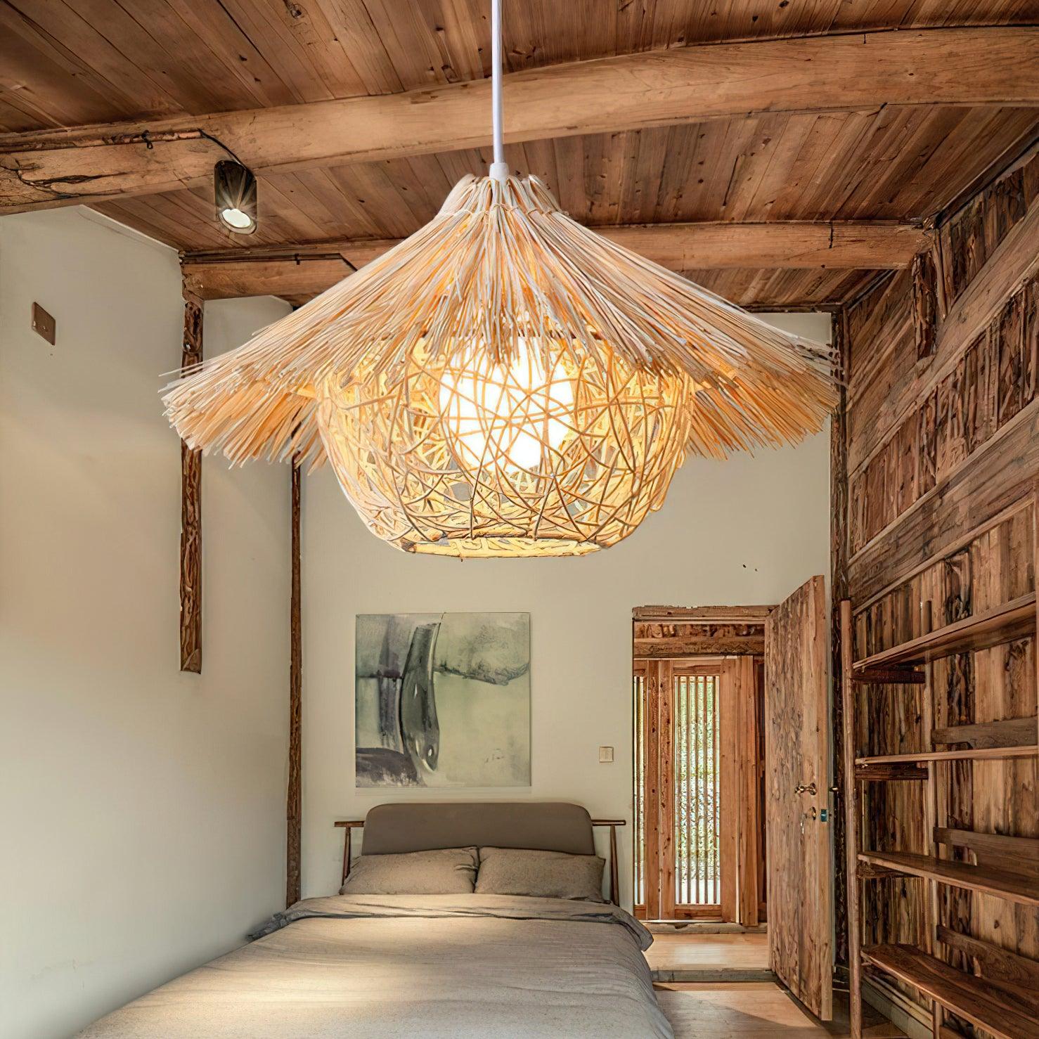 Catala Strohhut Rattan Pendelleuchte-Letslighting