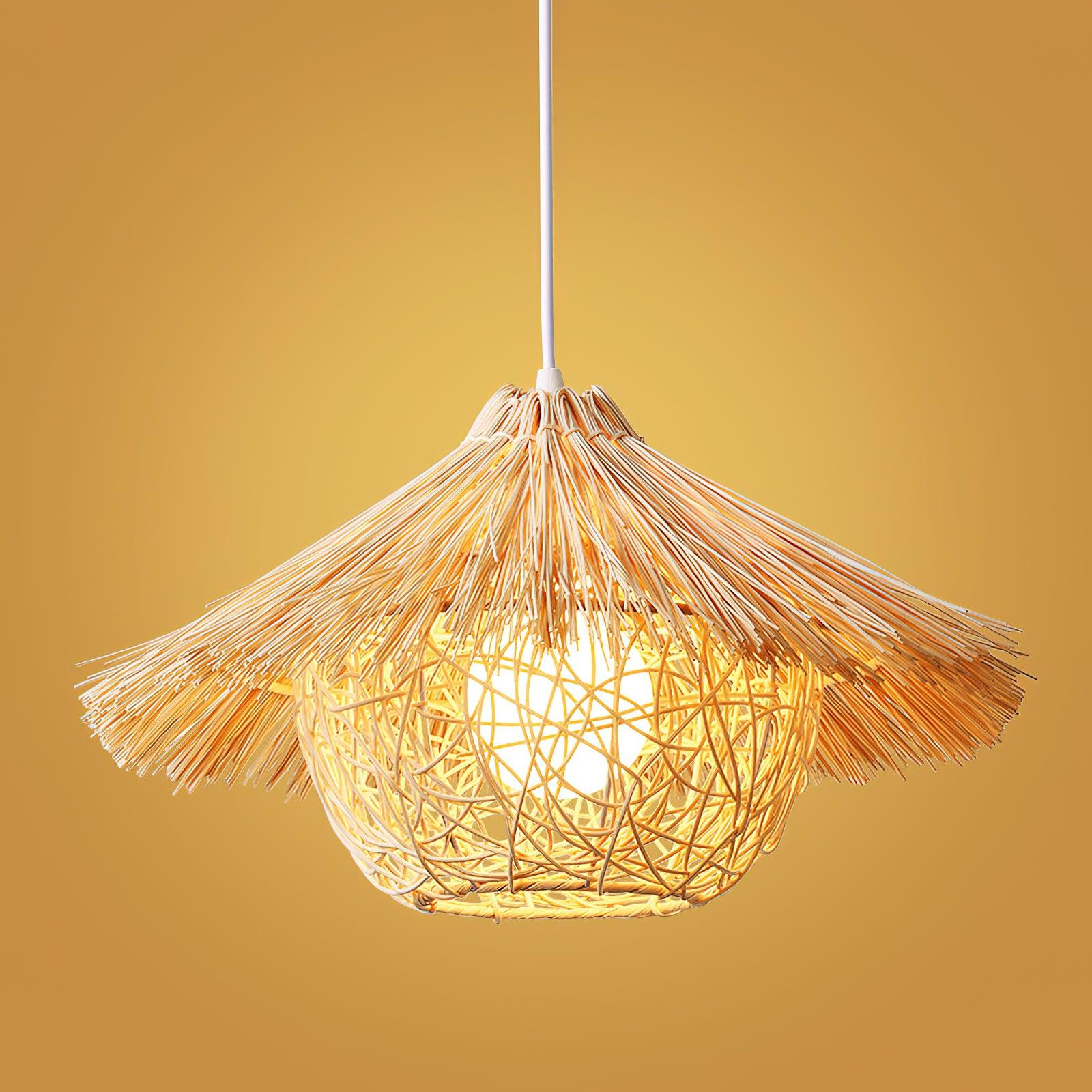Catala Strohhut Rattan Pendelleuchte-Letslighting