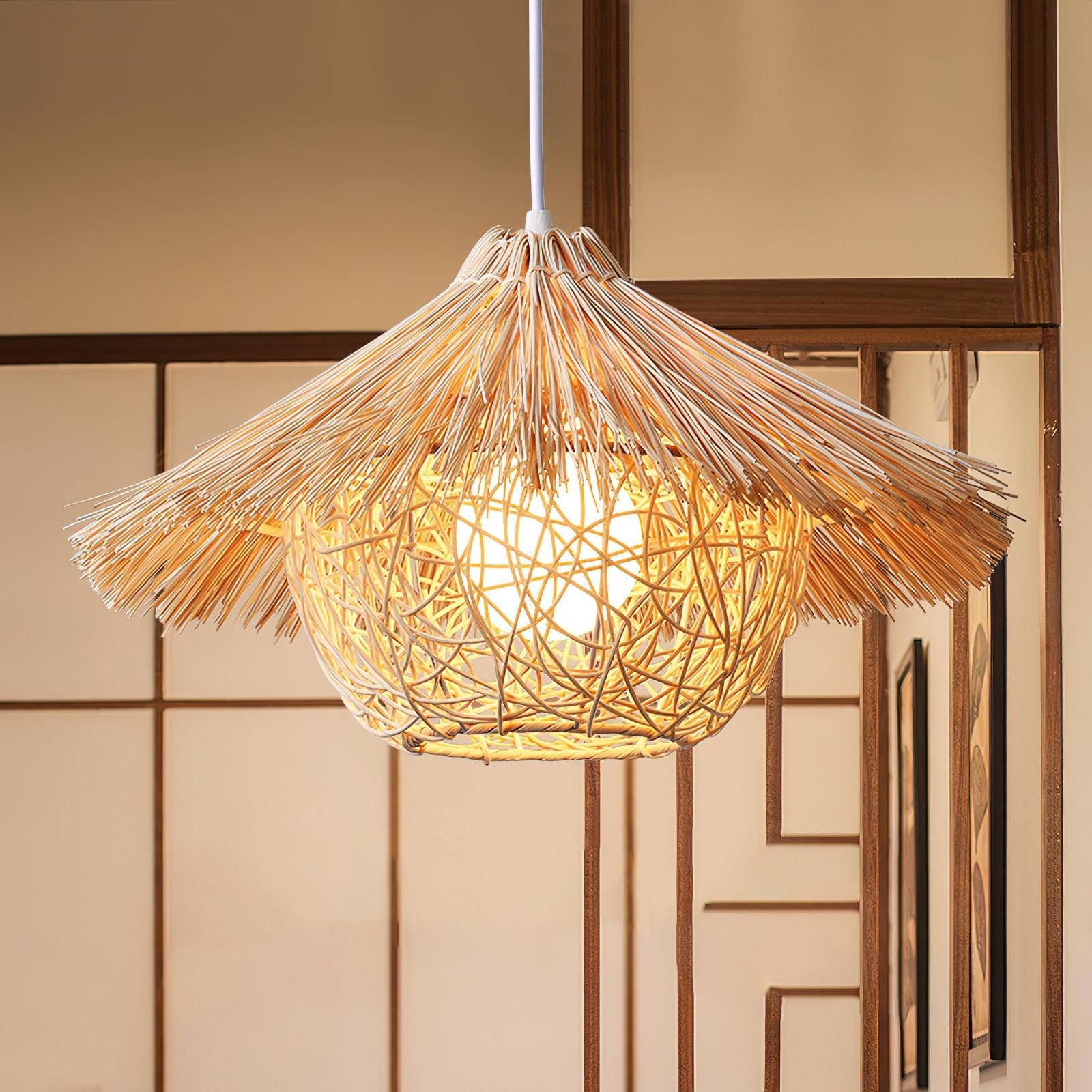 Catala Strohhut Rattan Pendelleuchte-Letslighting