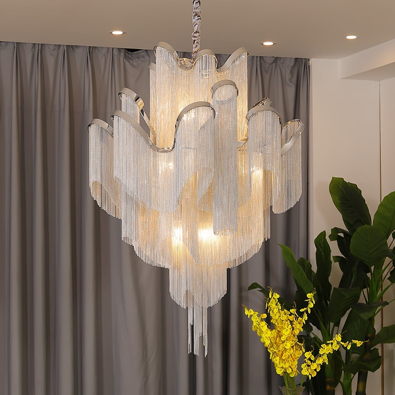 Lustra Pendant Lamp Stream Chain Nickel-Letslighting