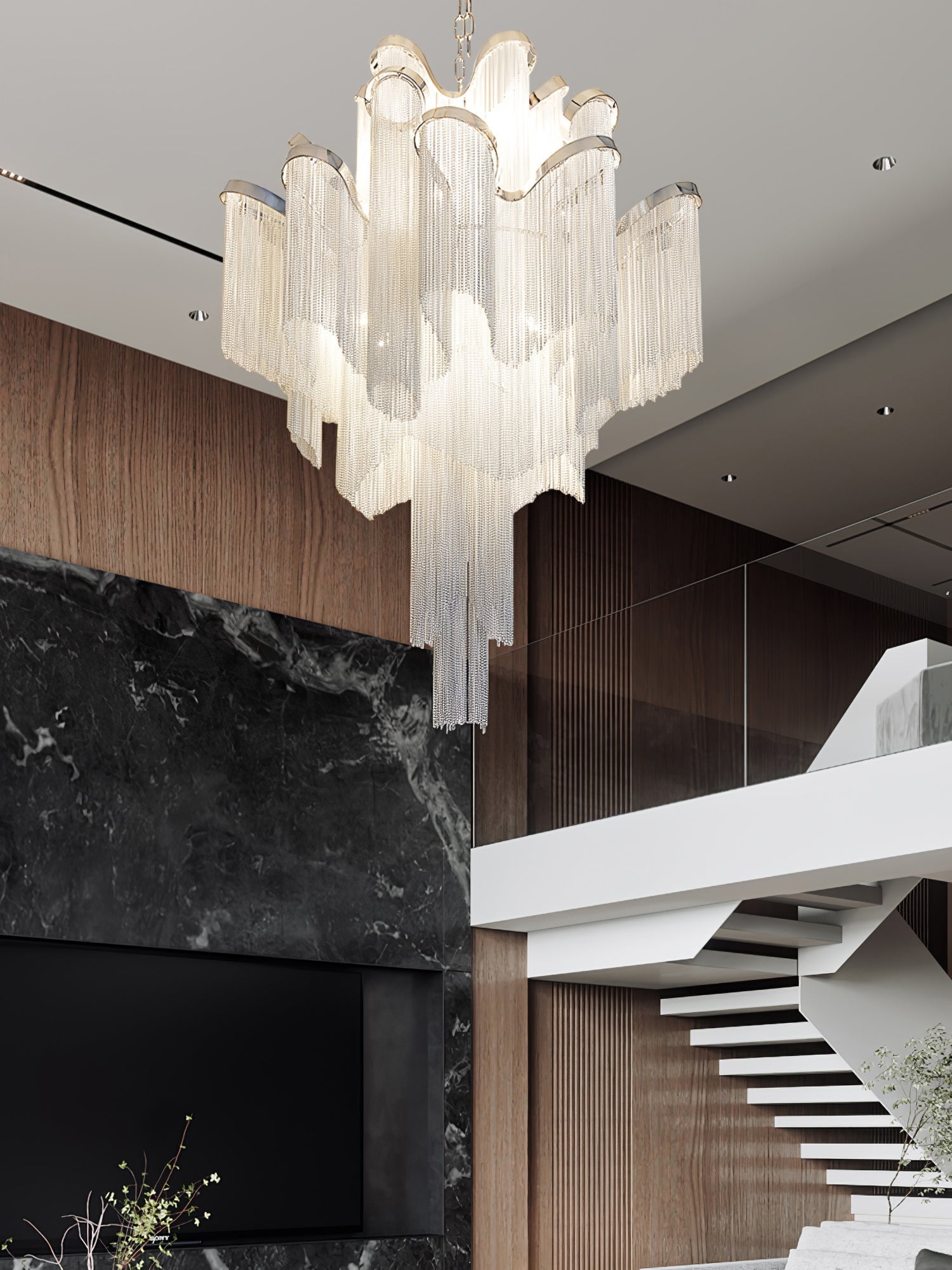 Lustra Pendant Lamp Stream Chain Nickel-Letslighting