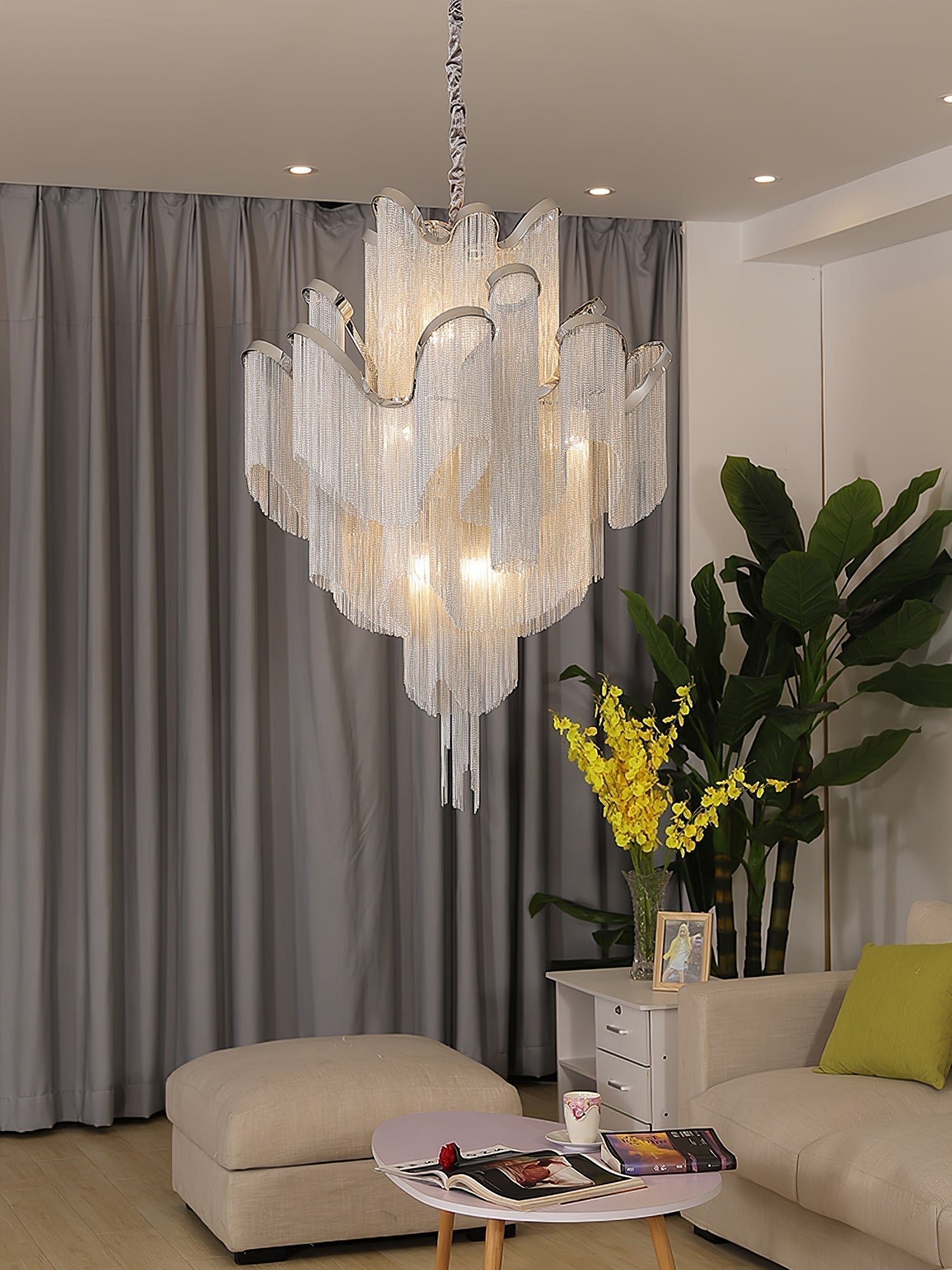 Lustra Pendant Lamp Stream Chain Nickel-Letslighting