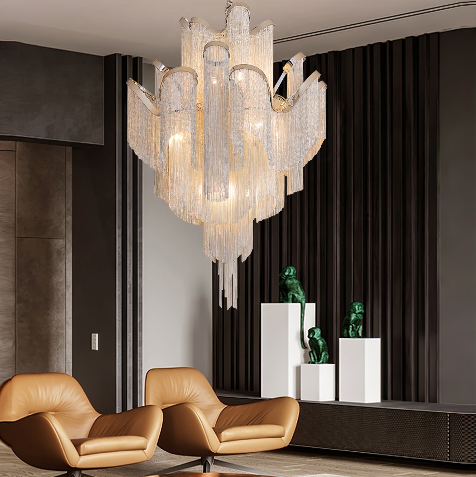 Lustra Pendant Lamp Stream Chain Nickel-Letslighting