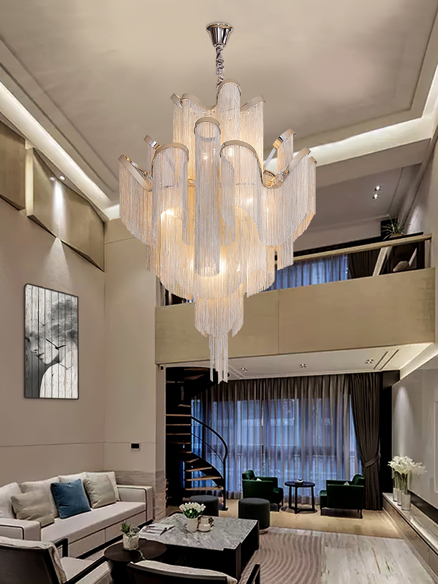 Lustra Pendant Lamp Stream Chain Nickel-Letslighting