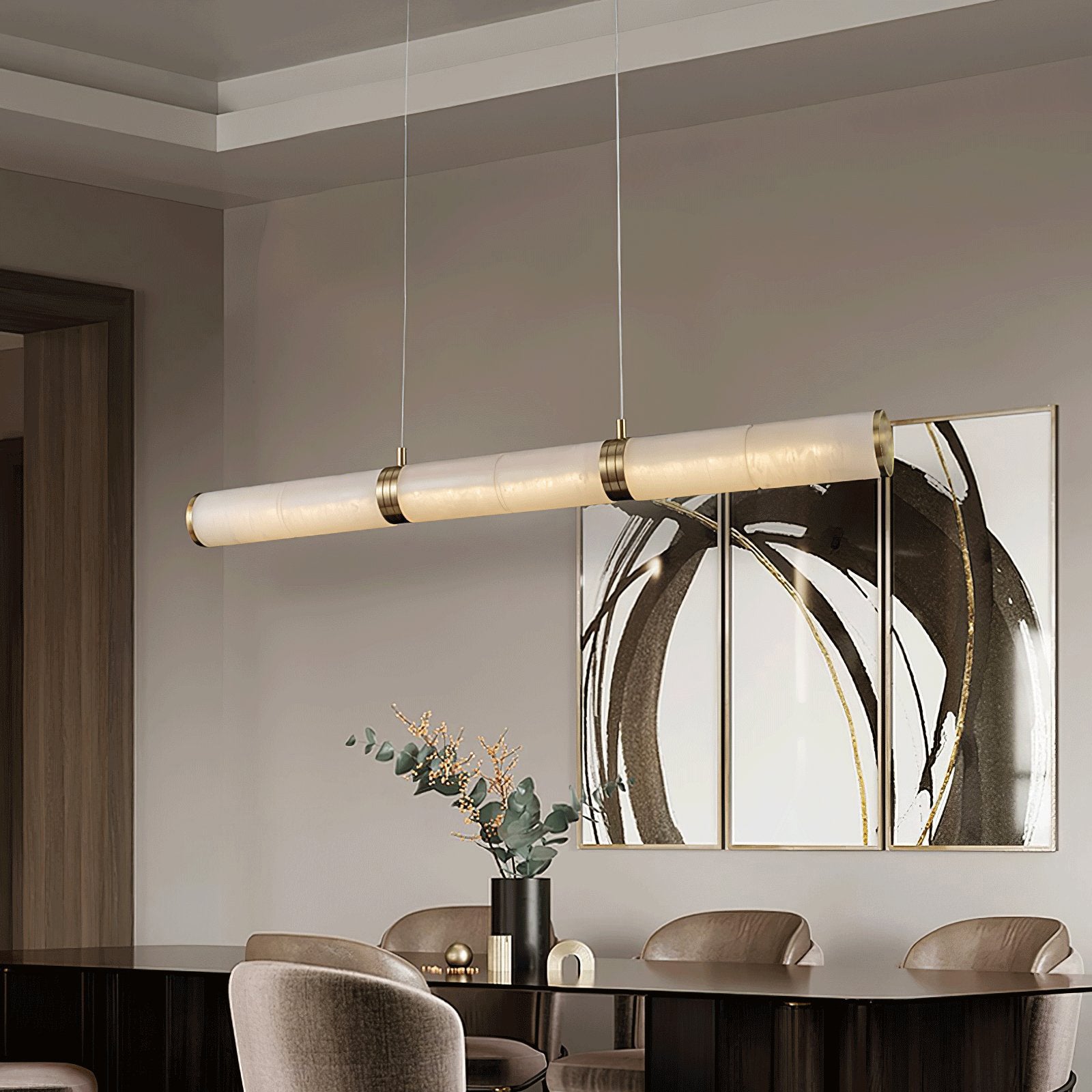 Stream Modern Minimalist Alabaster Pendant Light - Letslighting