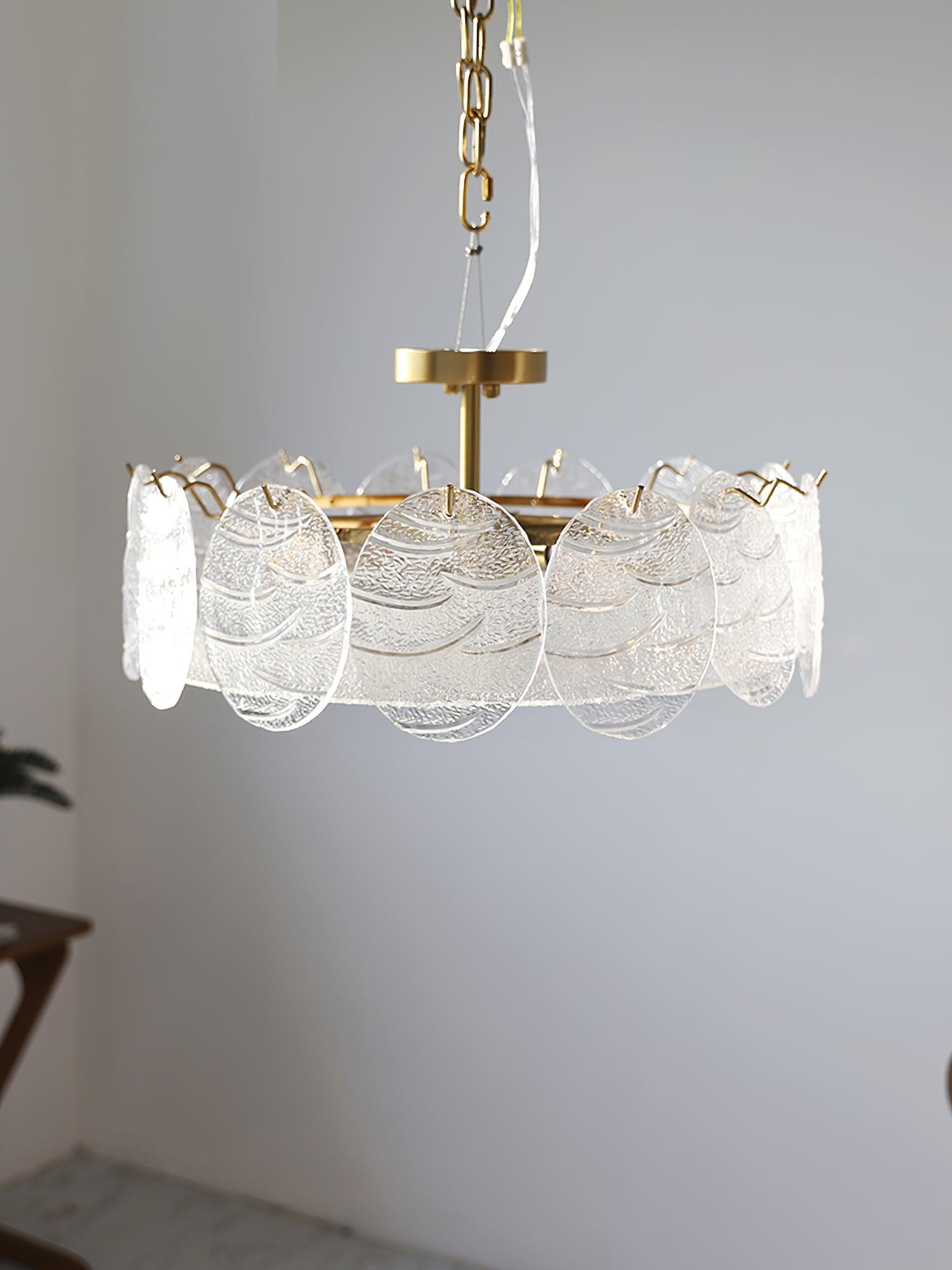Lustra Deckenleuchte Gold Finish Geripptes Glas-Letslighting