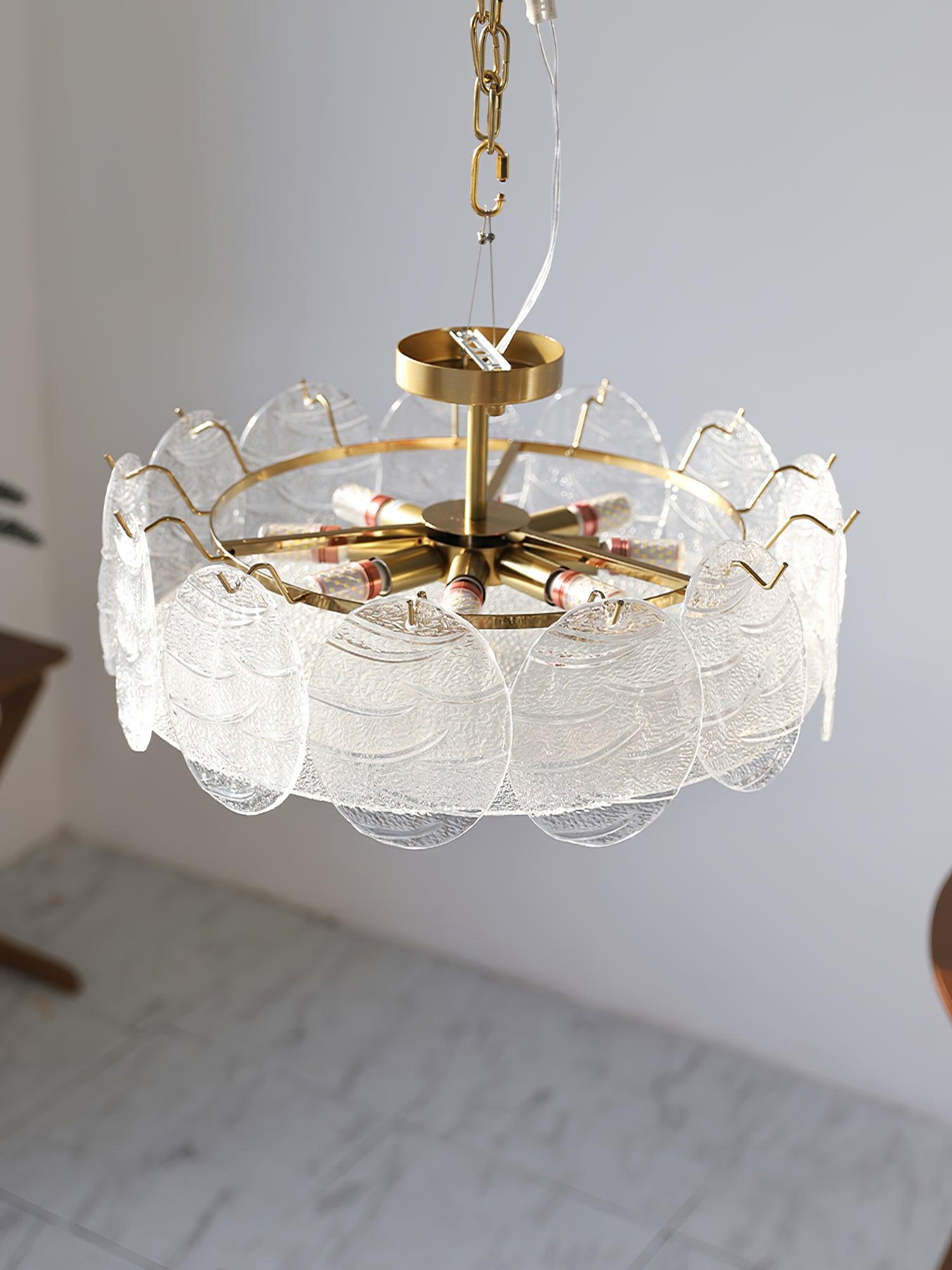 Lustra Deckenleuchte Gold Finish Geripptes Glas-Letslighting
