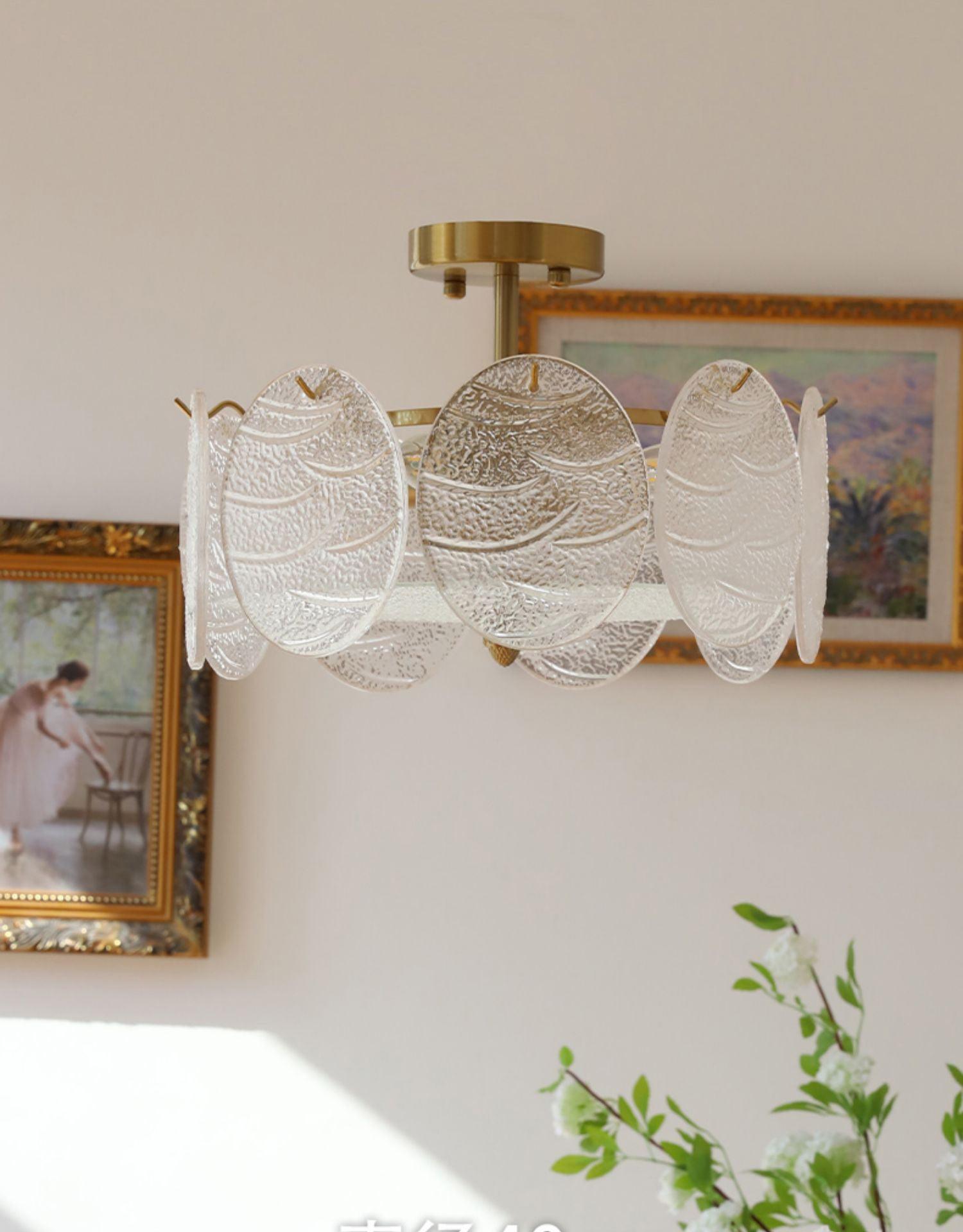 Lustra Deckenleuchte Gold Finish Geripptes Glas-Letslighting