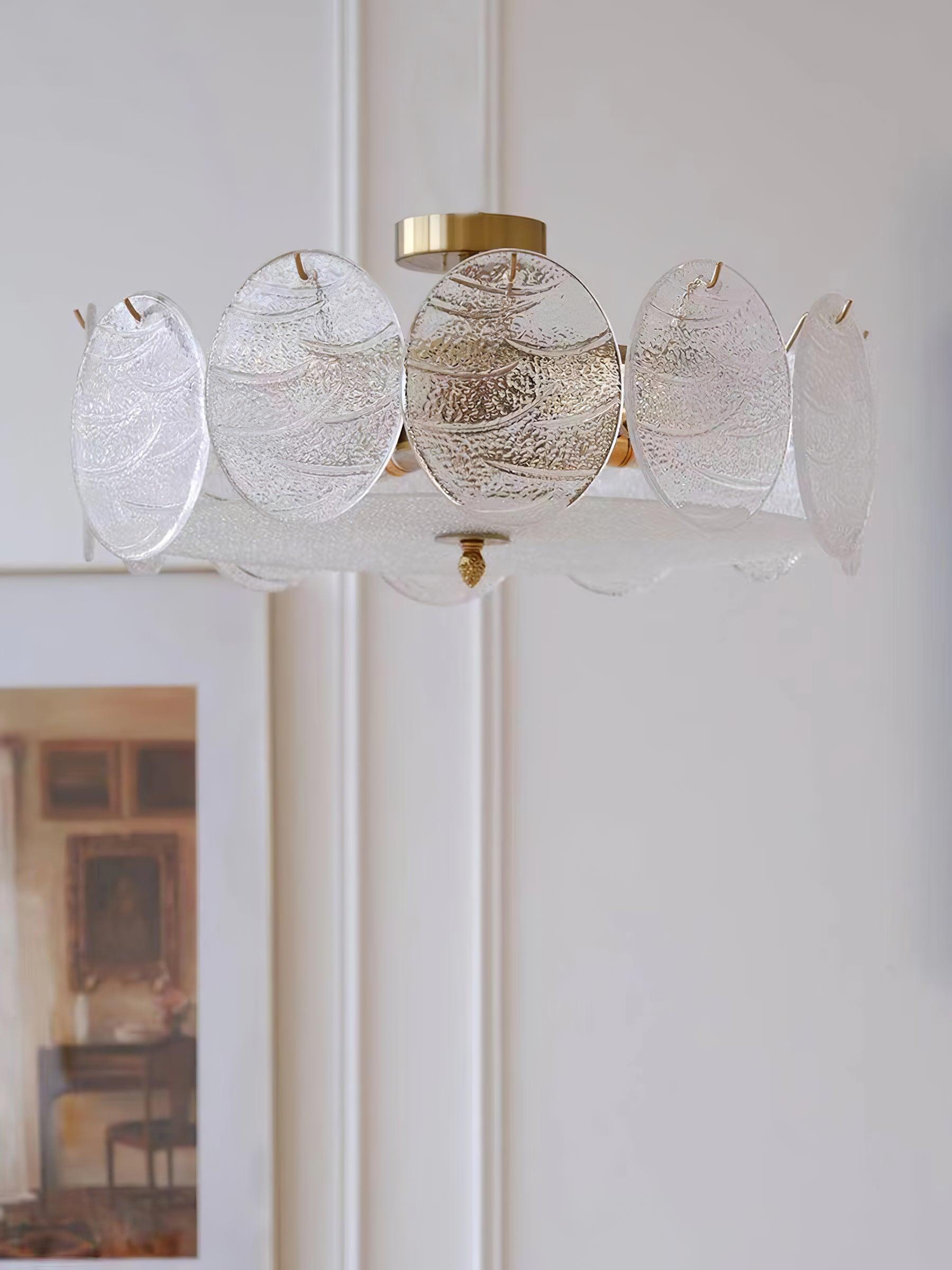 Lustra Deckenleuchte Gold Finish Geripptes Glas-Letslighting