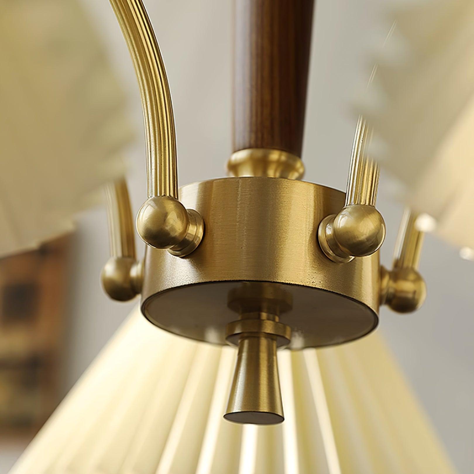 Kronleuchter Gefeilt Stoff Schirme Walnuss Messing Arme Warm Retro-Letslighting