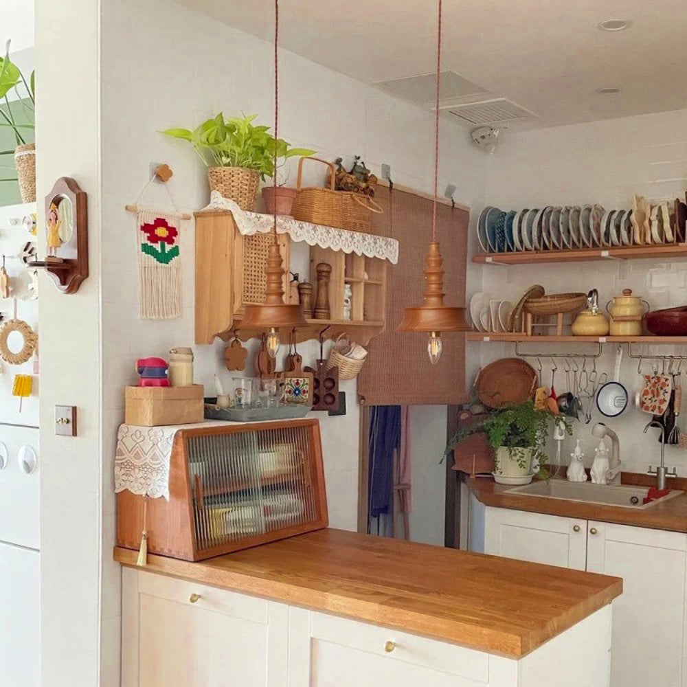 Iraeiel Vintage Minimalistisch Holz Pendelleuchte-Letslighting