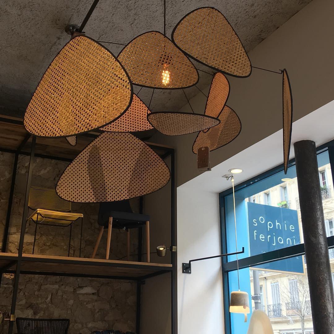 Lustra Kronleuchter Schirm Cannage Suspension Retro-Letslighting